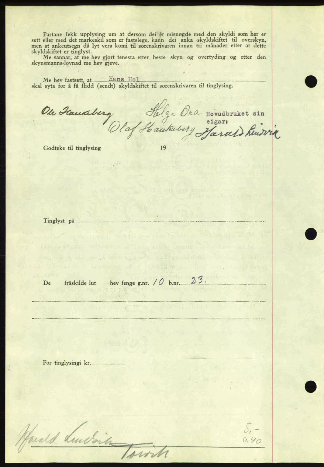 Romsdal sorenskriveri, AV/SAT-A-4149/1/2/2C: Mortgage book no. A14, 1943-1943, Diary no: : 1352/1943