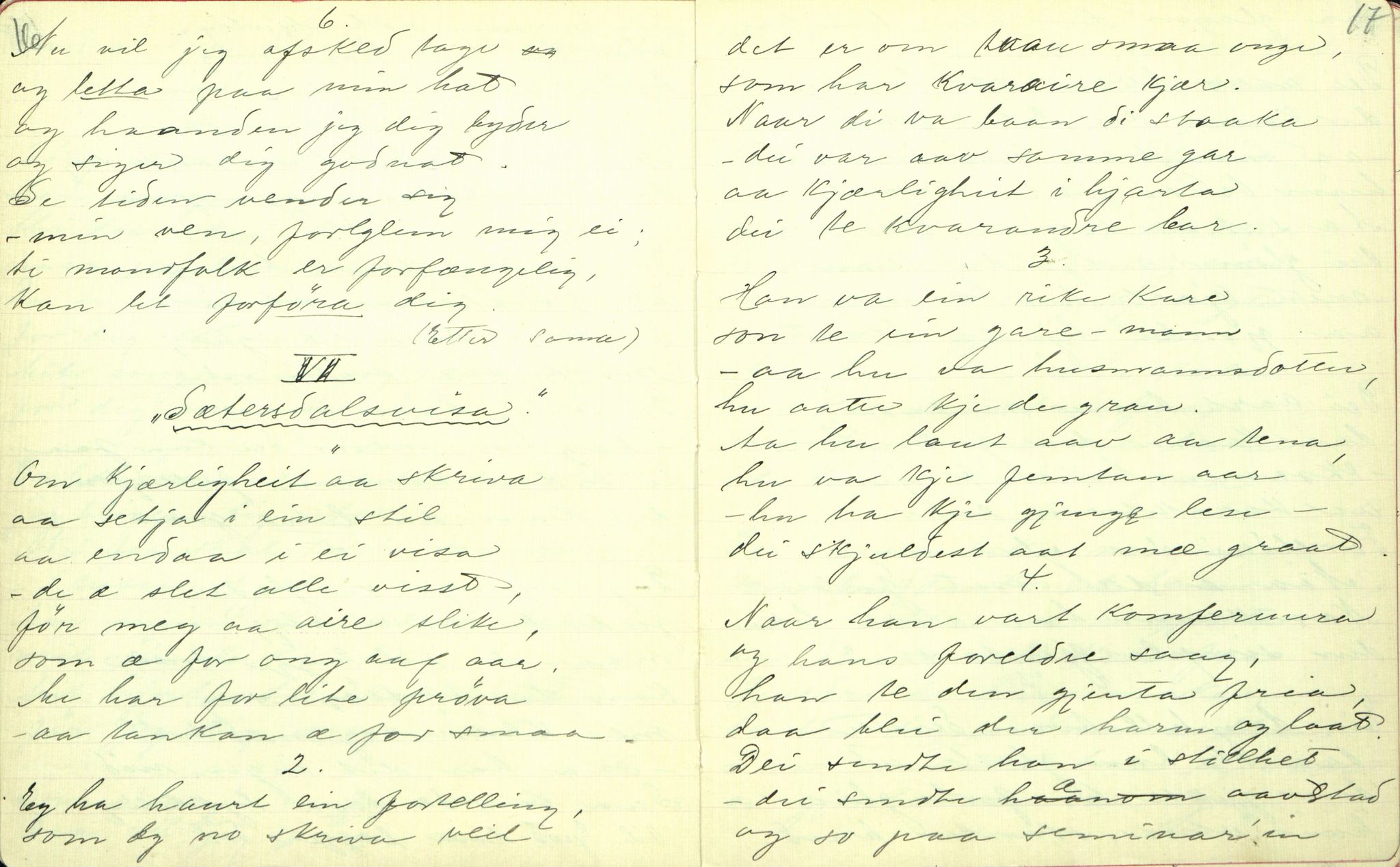 Rikard Berge, TEMU/TGM-A-1003/F/L0001/0022: 001-030 Innholdslister / 18. Plebei-visur (Laagfolkeleg poesi, skilingsdikt), 1902, p. 16-17