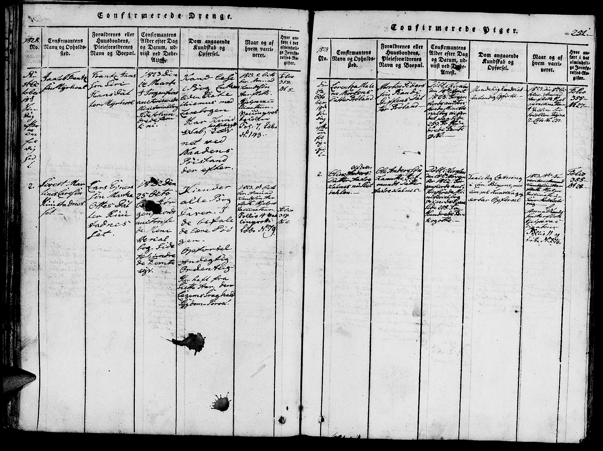 Ministerialprotokoller, klokkerbøker og fødselsregistre - Møre og Romsdal, AV/SAT-A-1454/515/L0207: Parish register (official) no. 515A03, 1819-1829, p. 251