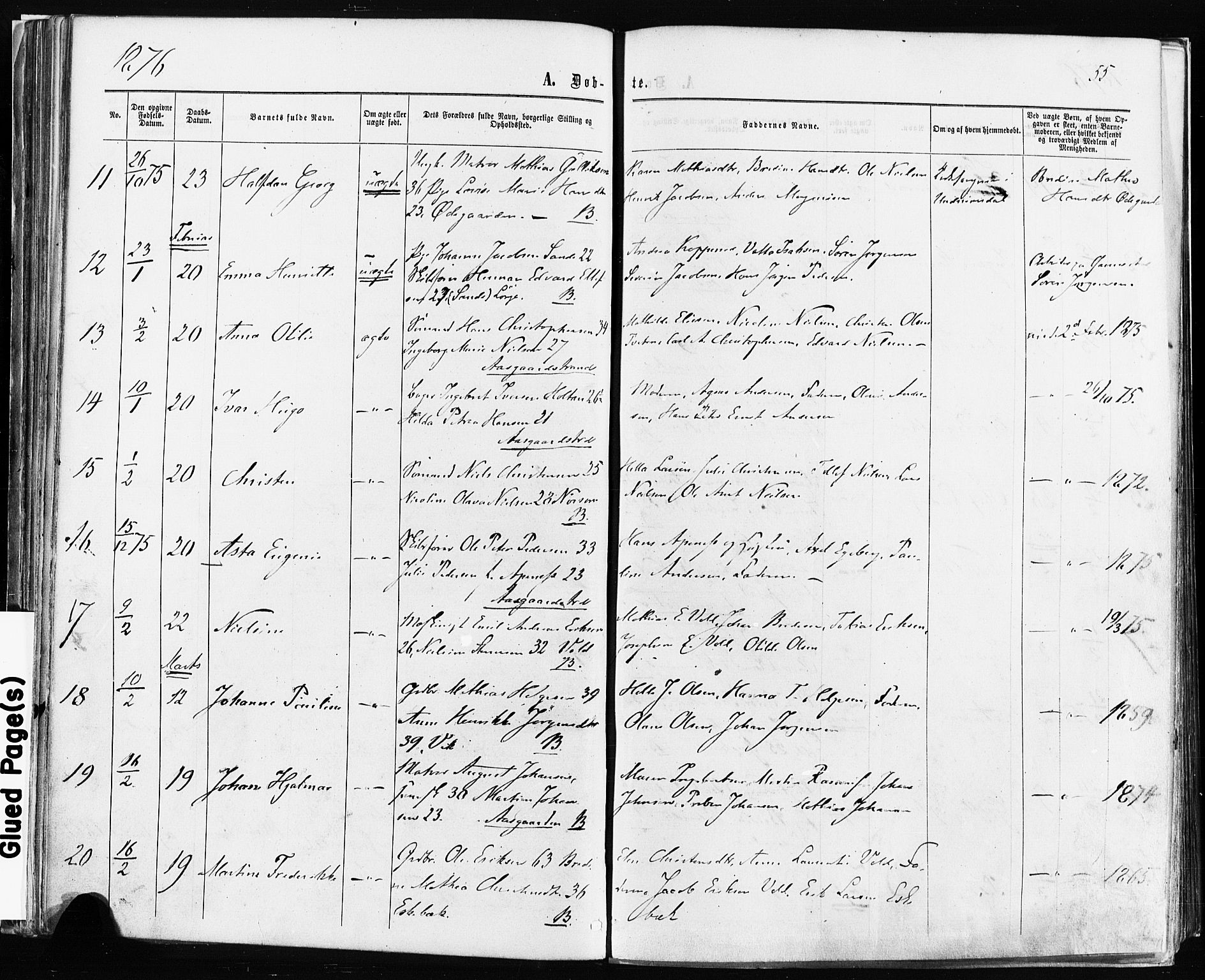 Borre kirkebøker, AV/SAKO-A-338/F/Fa/L0008: Parish register (official) no. I 8, 1868-1877, p. 55