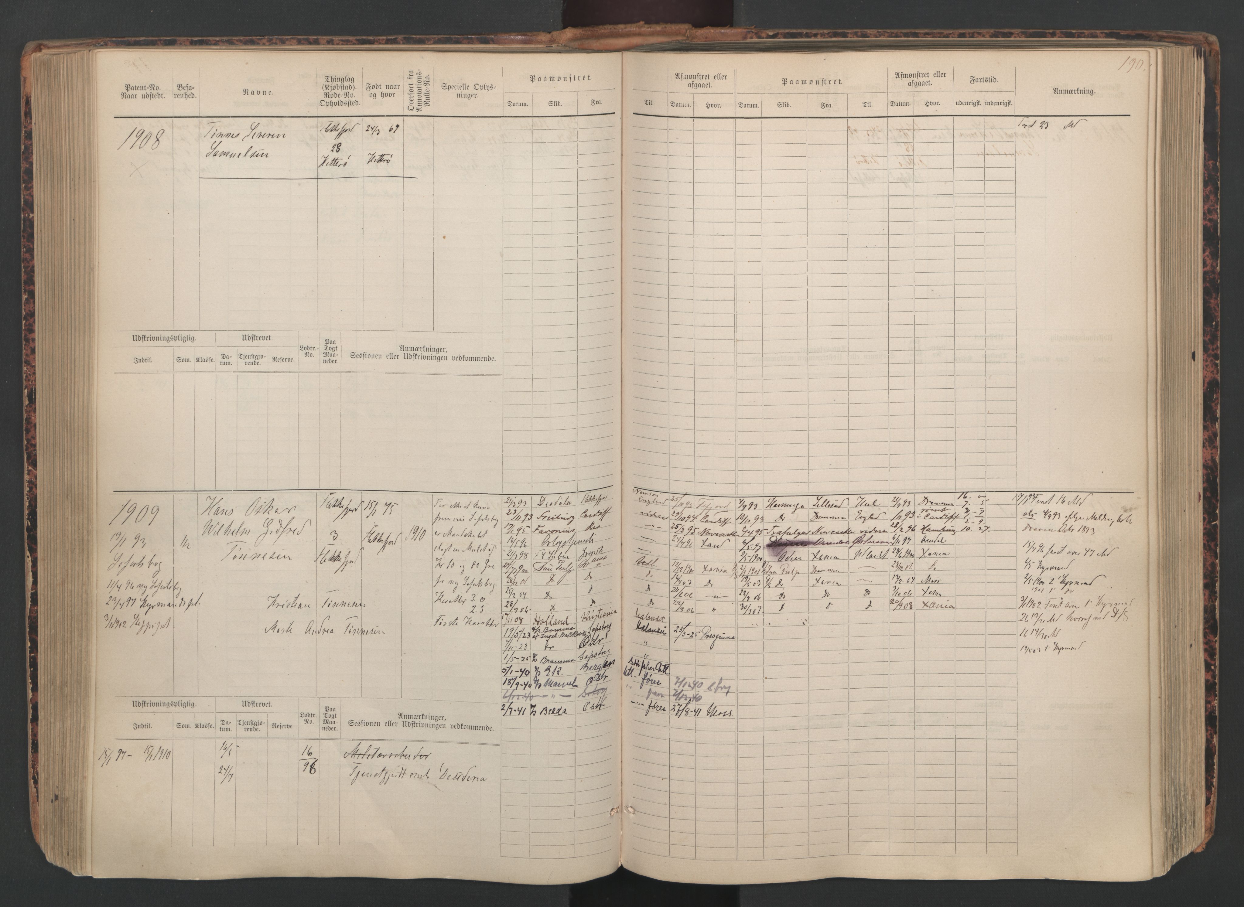 Flekkefjord mønstringskrets, SAK/2031-0018/F/Fb/L0010: Hovedrulle nr 1534-2329, Æ-7, 1884-1948, p. 192