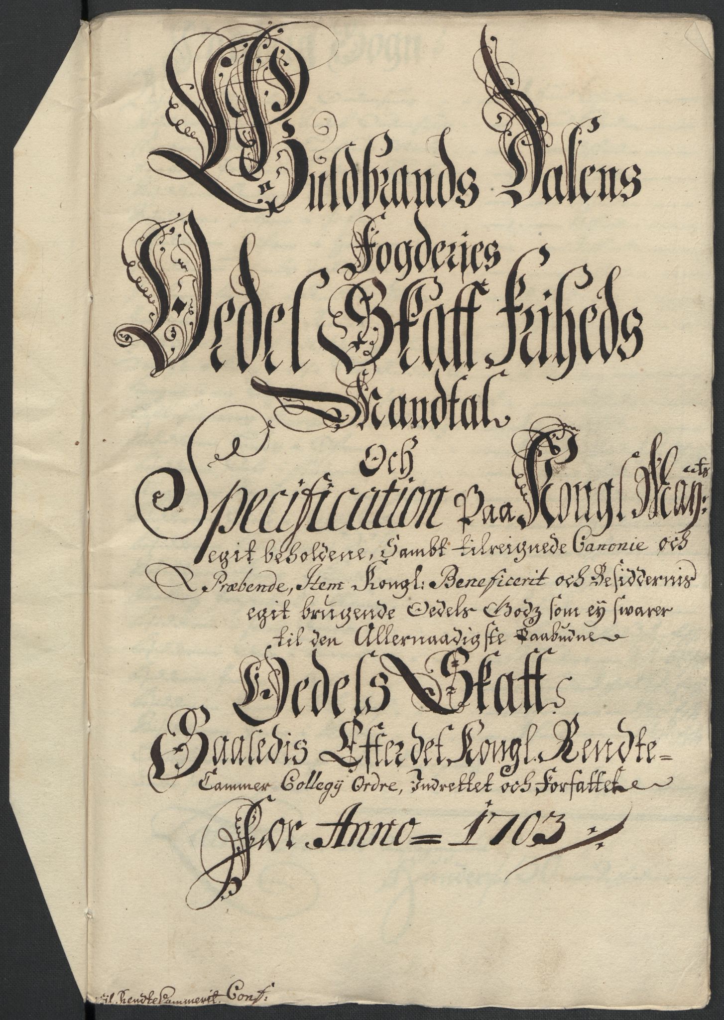 Rentekammeret inntil 1814, Reviderte regnskaper, Fogderegnskap, RA/EA-4092/R17/L1176: Fogderegnskap Gudbrandsdal, 1703, p. 171