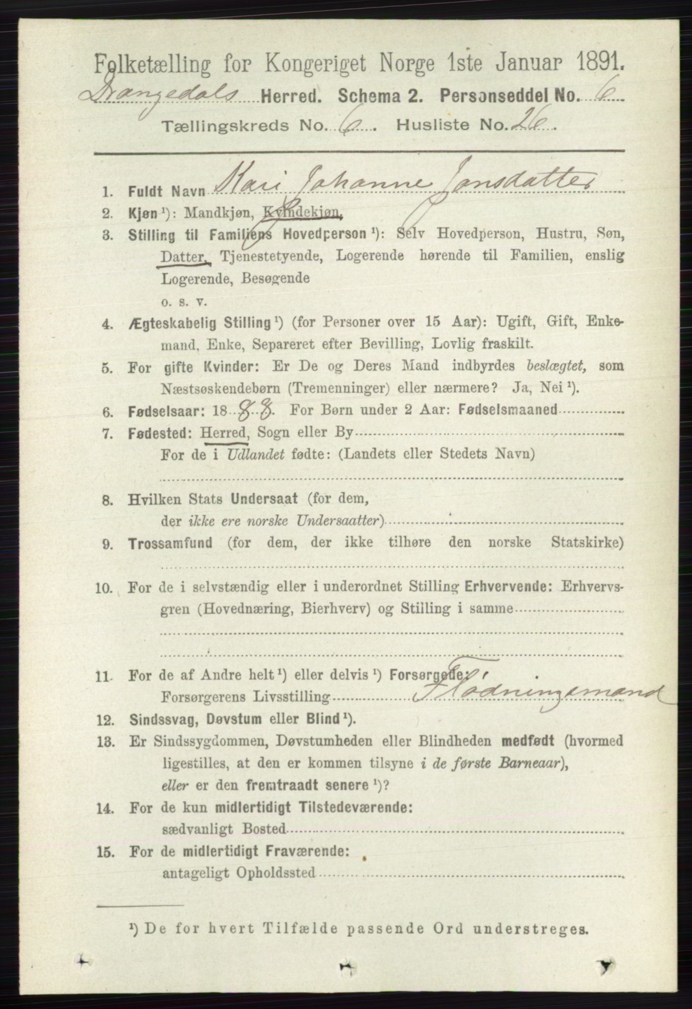 RA, 1891 census for 0817 Drangedal, 1891, p. 2180