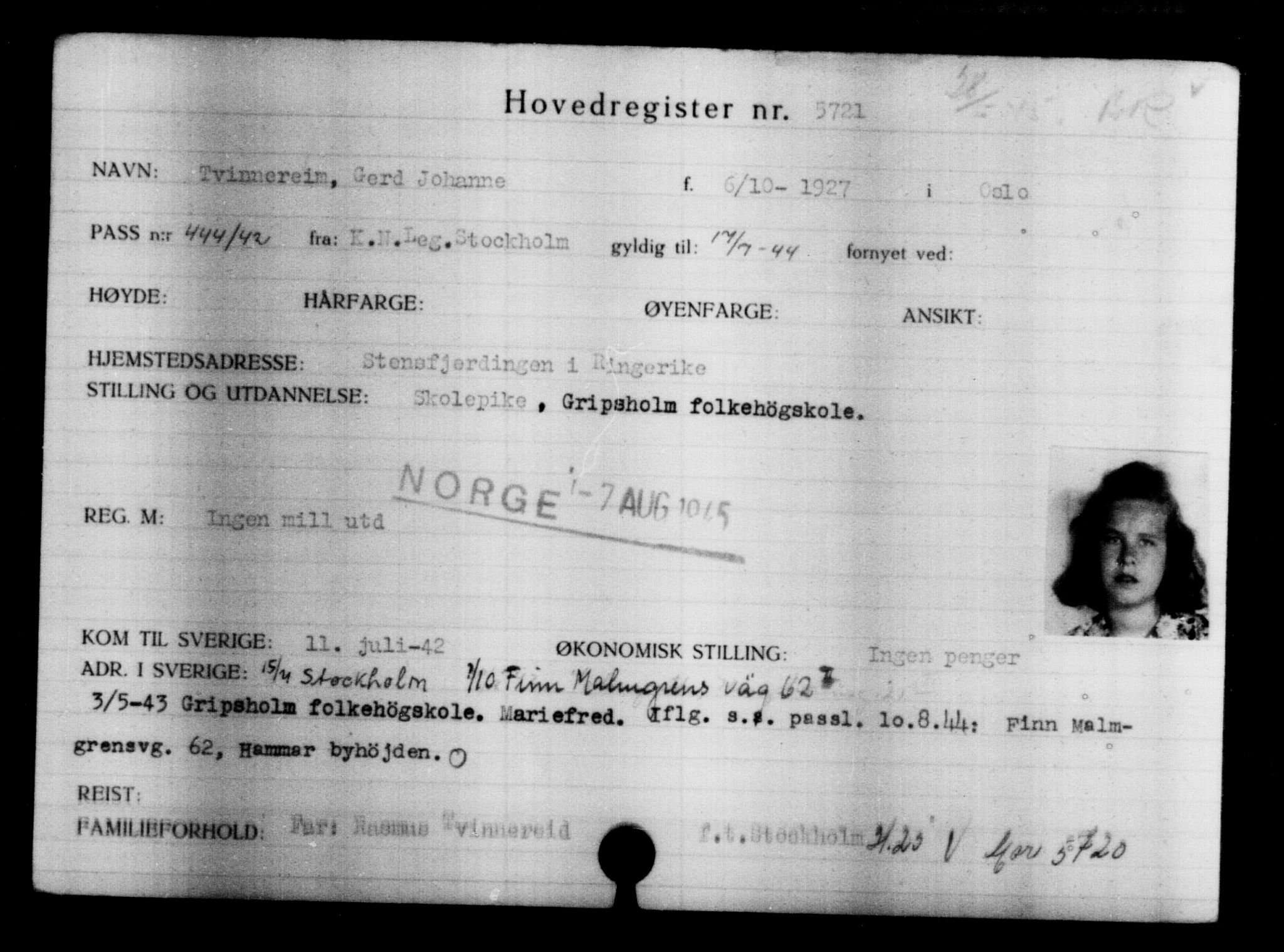 Utenriksstasjonene, Legasjonen i Stockholm, Flyktningkontoret, AV/RA-S-6753/V/Va/L0004: Kjesäterkartoteket, flyktninger med registreringsnr. 3496-6610, 1940-1945, p. 2576