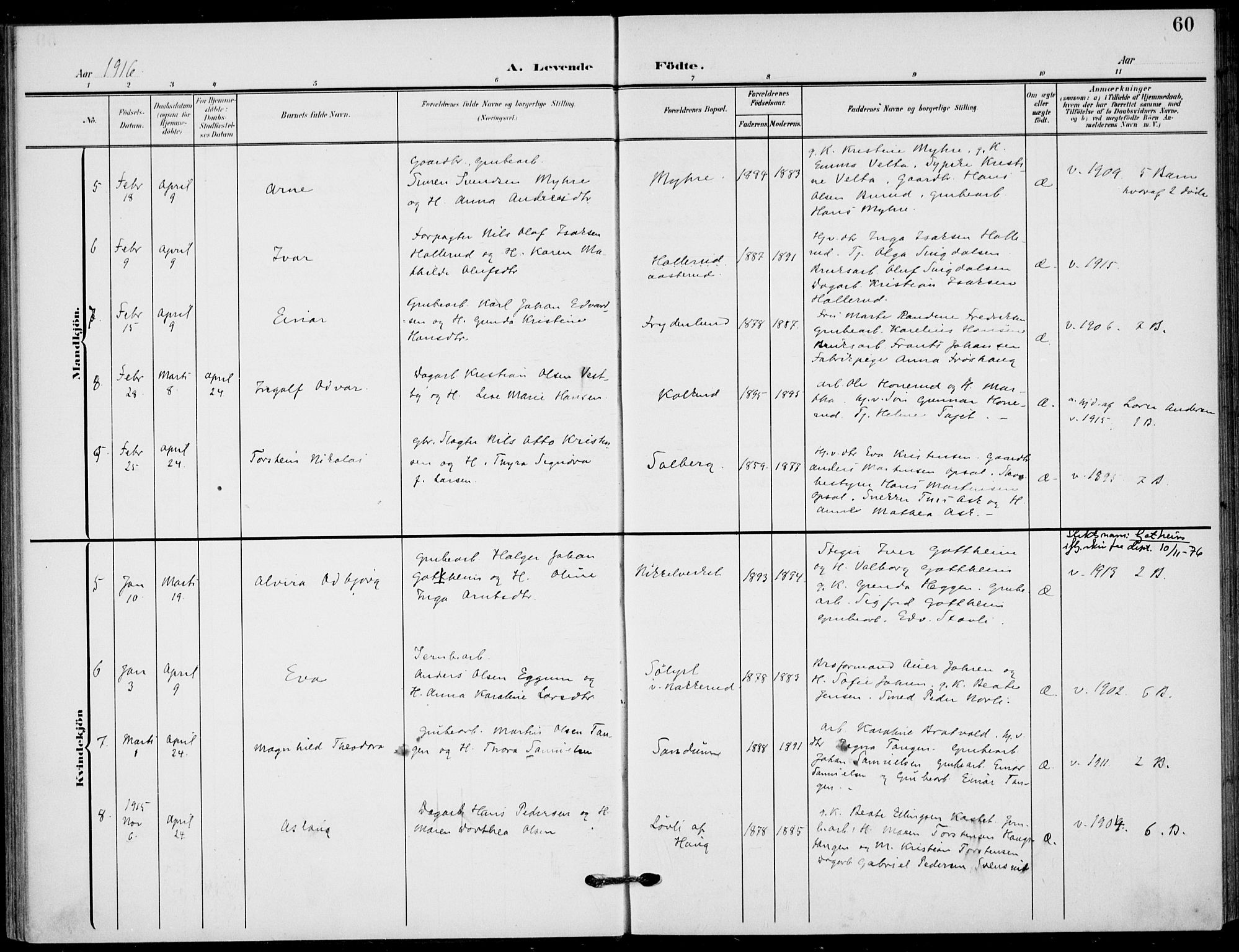 Hole kirkebøker, AV/SAKO-A-228/F/Fb/L0003: Parish register (official) no. II 3, 1906-1916, p. 60