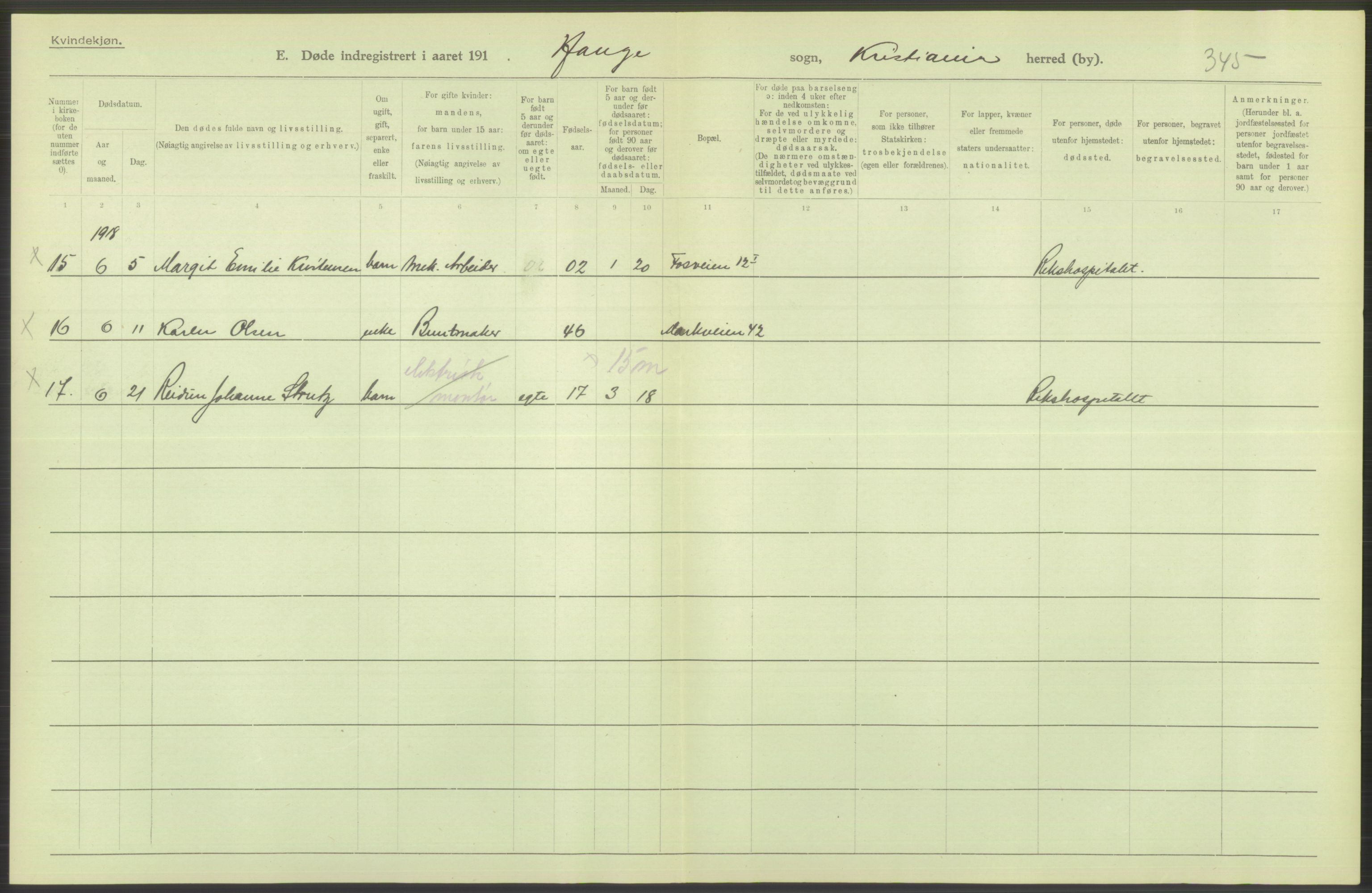 Statistisk sentralbyrå, Sosiodemografiske emner, Befolkning, AV/RA-S-2228/D/Df/Dfb/Dfbh/L0010: Kristiania: Døde, 1918, p. 764