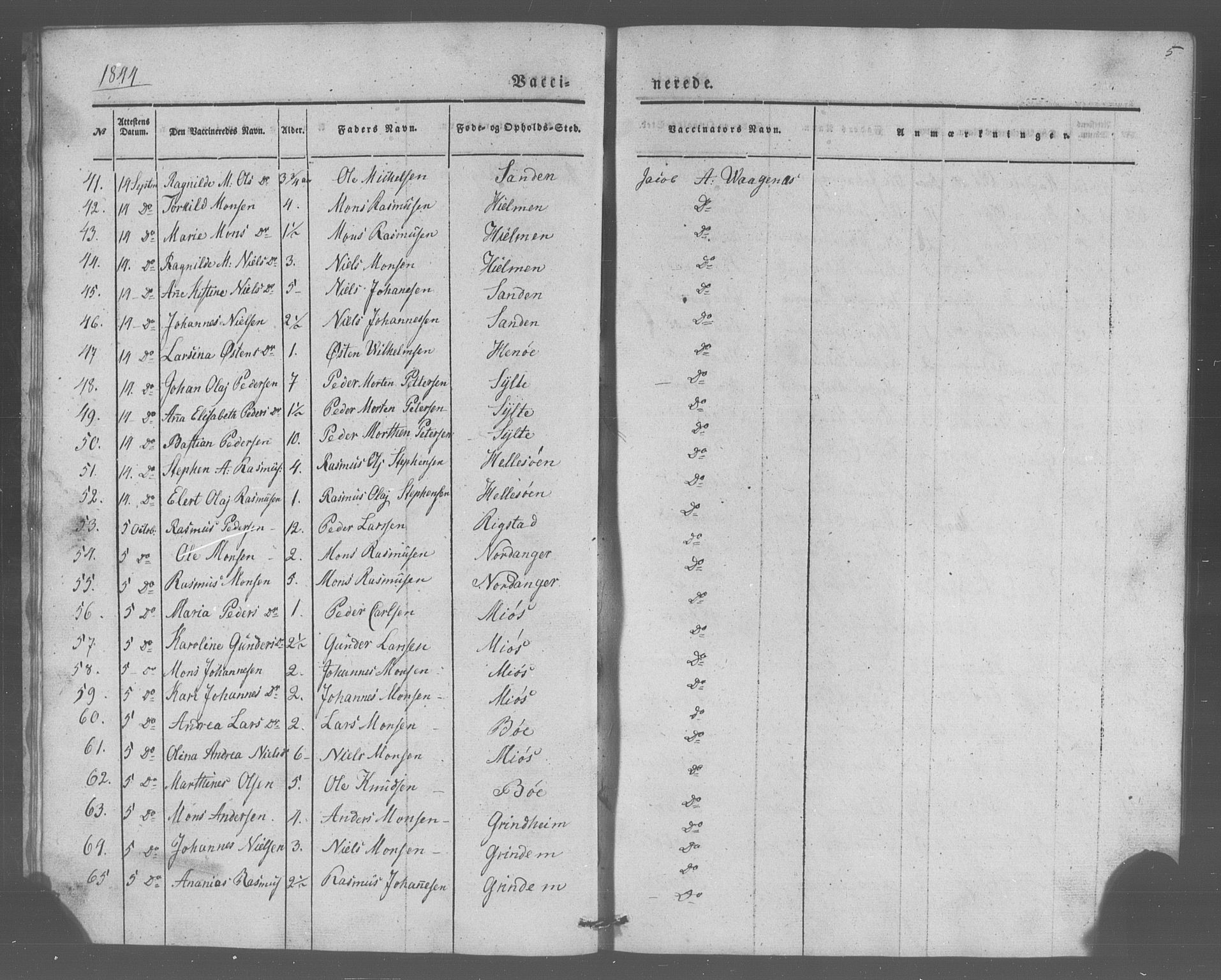 Manger sokneprestembete, AV/SAB-A-76801/H/Haa: Parish register (official) no. A 10, 1844-1859, p. 5