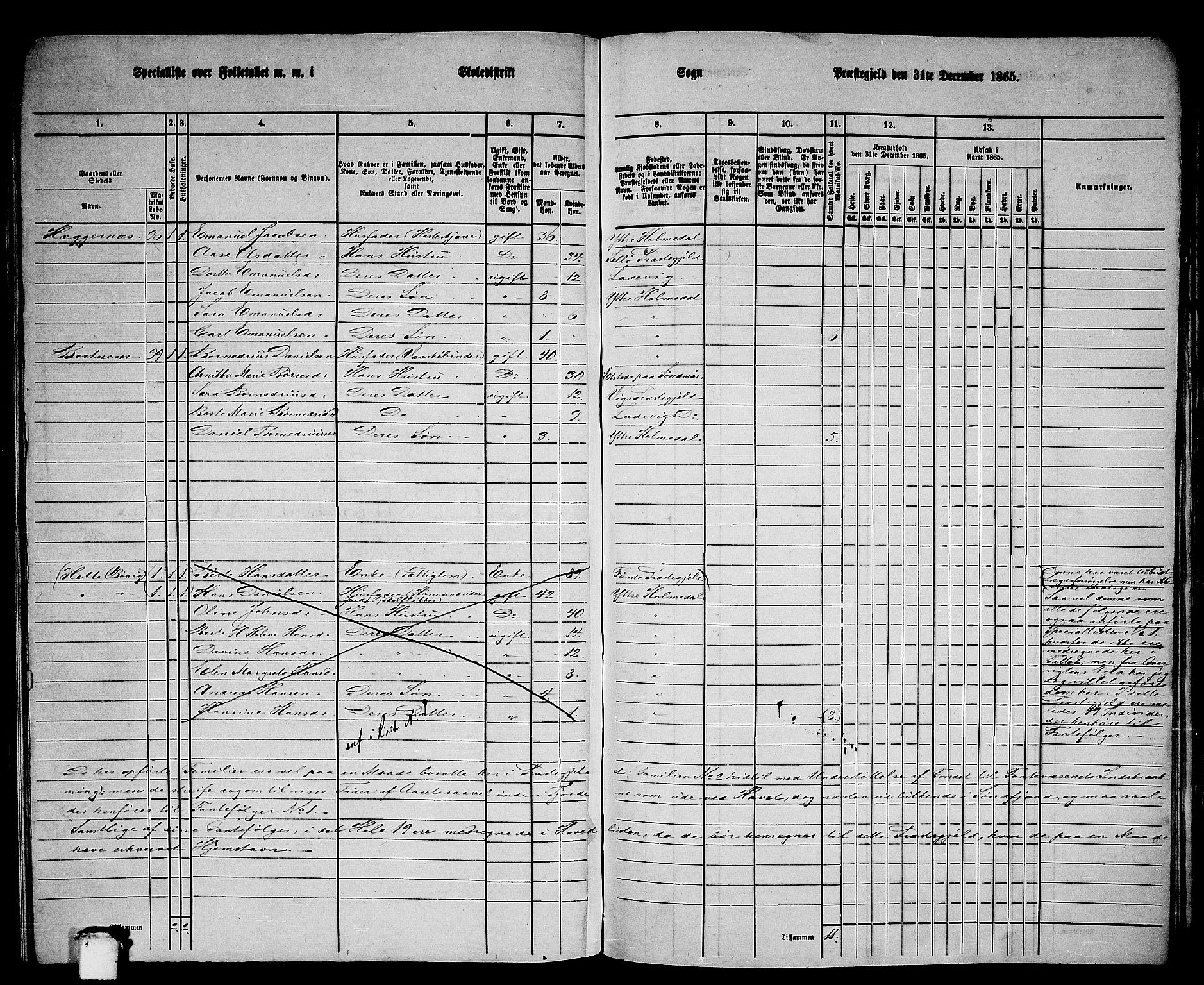 RA, 1865 census for Ytre Holmedal, 1865, p. 114