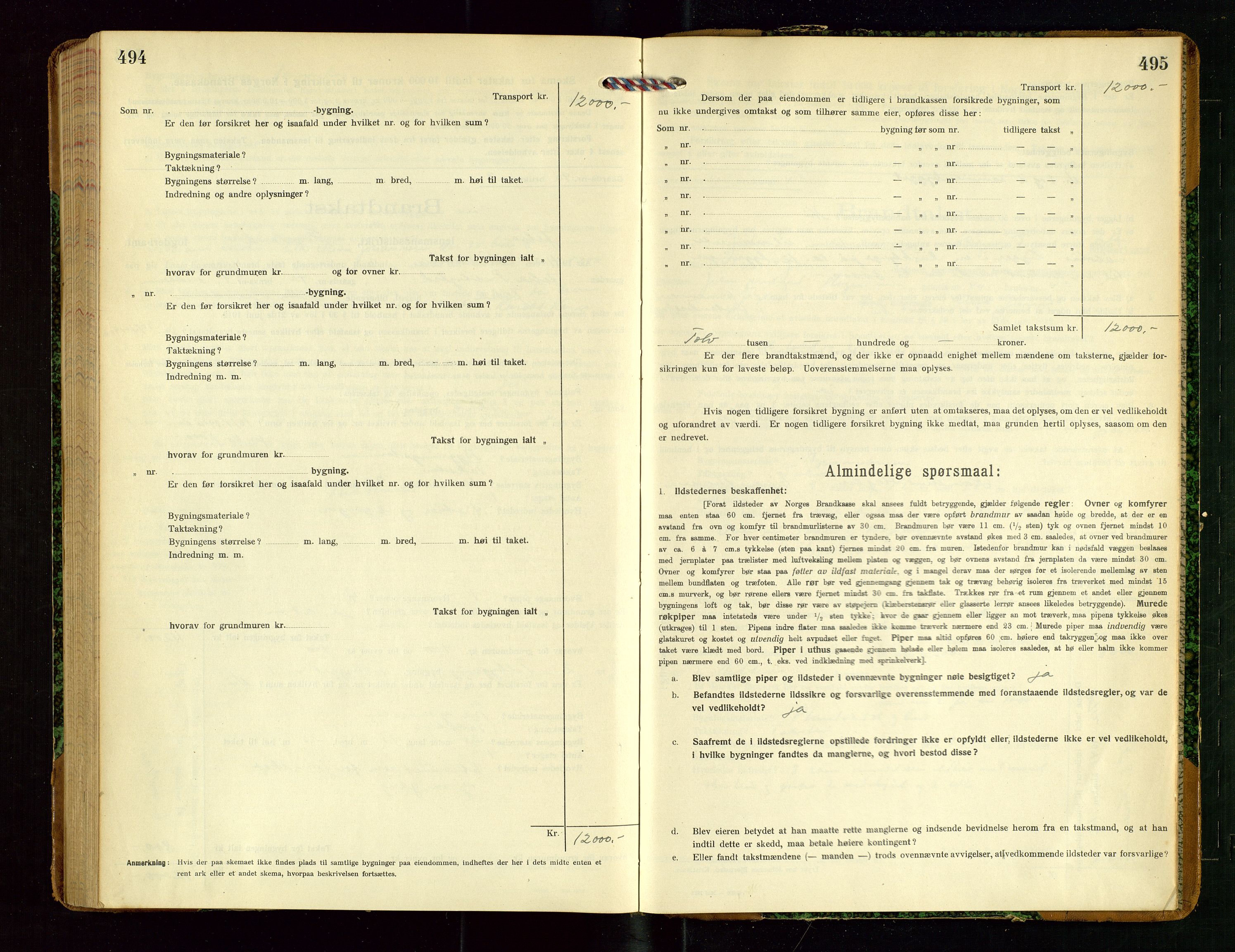Jelsa lensmannskontor, SAST/A-100360/Gob/L0002: "Brandtakstprotokol", 1918-1942, p. 494-495