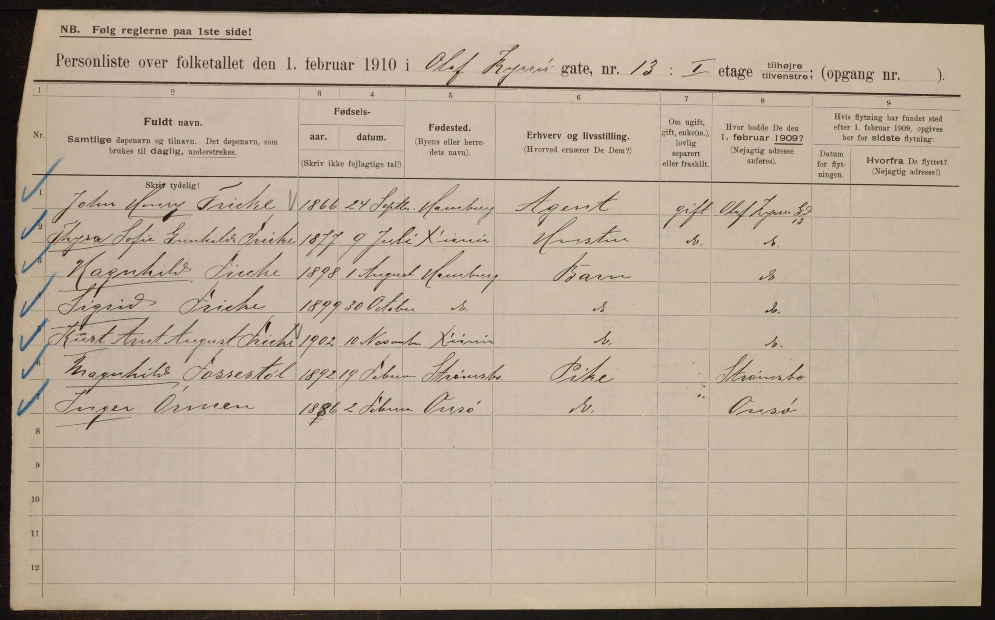 OBA, Municipal Census 1910 for Kristiania, 1910, p. 72674