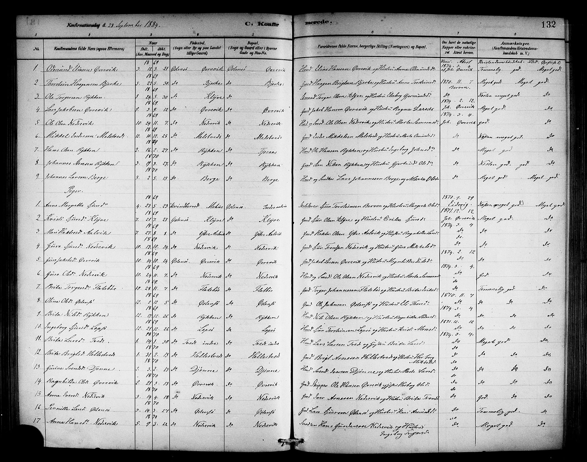 Kvam sokneprestembete, SAB/A-76201/H/Hab: Parish register (copy) no. C 3, 1881-1905, p. 132