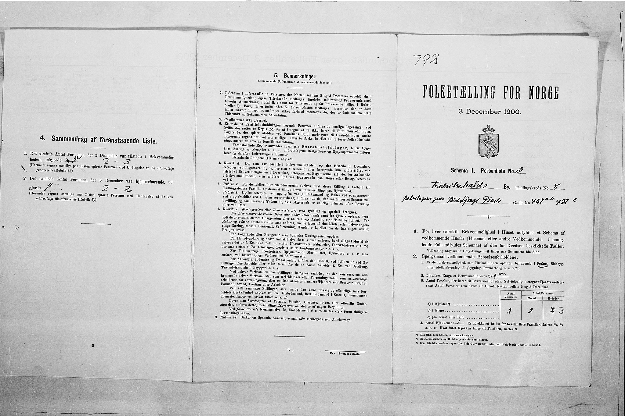 SAO, 1900 census for Fredrikshald, 1900