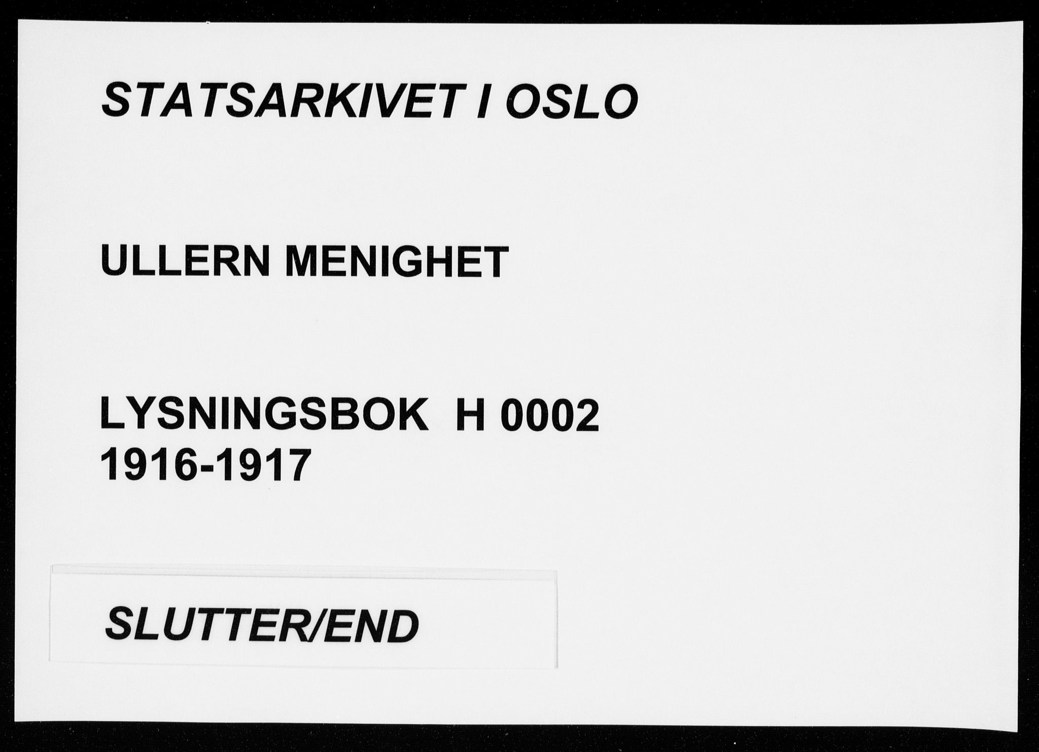 Ullern prestekontor Kirkebøker, AV/SAO-A-10740/H/L0002: Banns register no. 2, 1916-1917