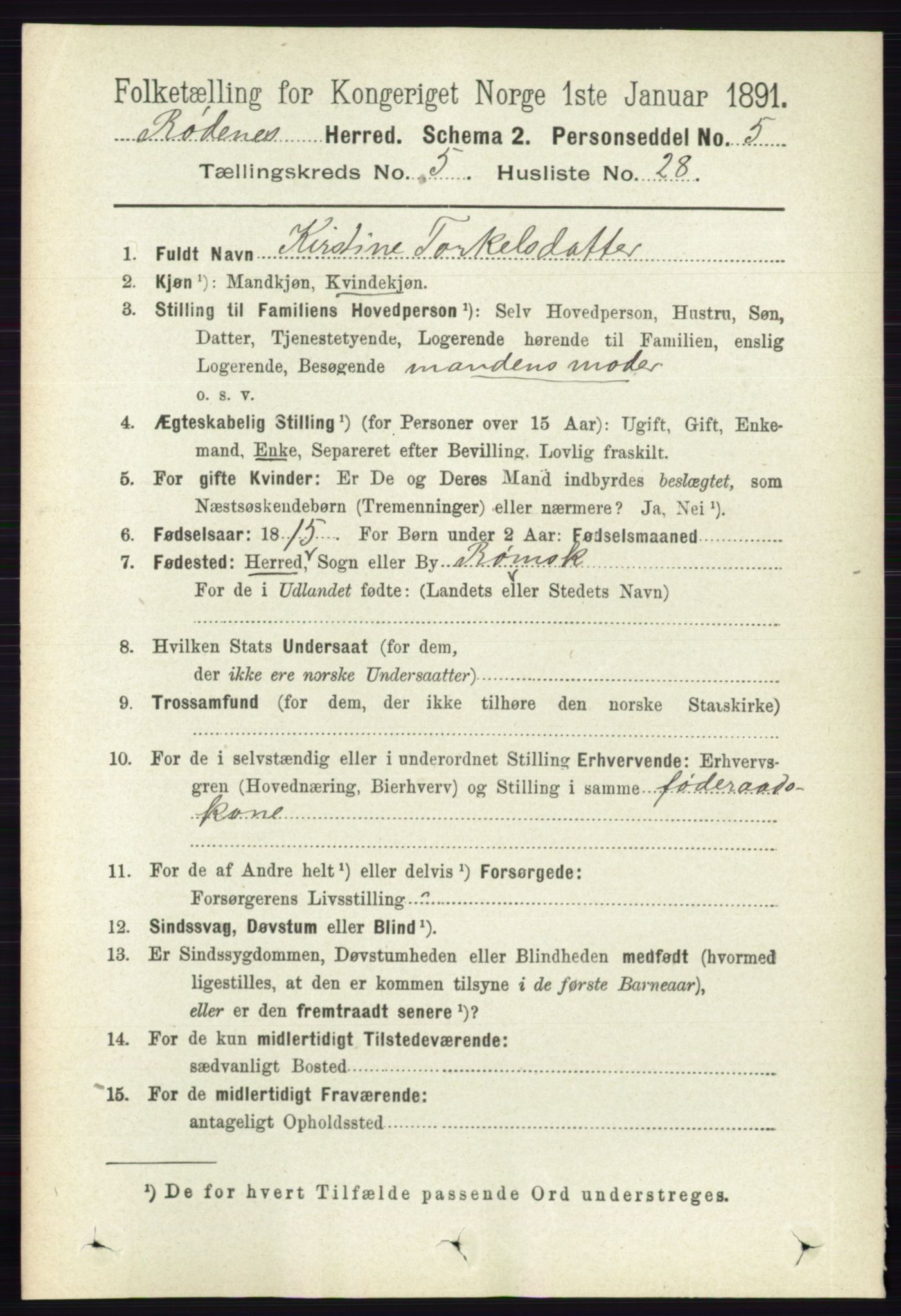 RA, 1891 census for 0120 Rødenes, 1891, p. 2265