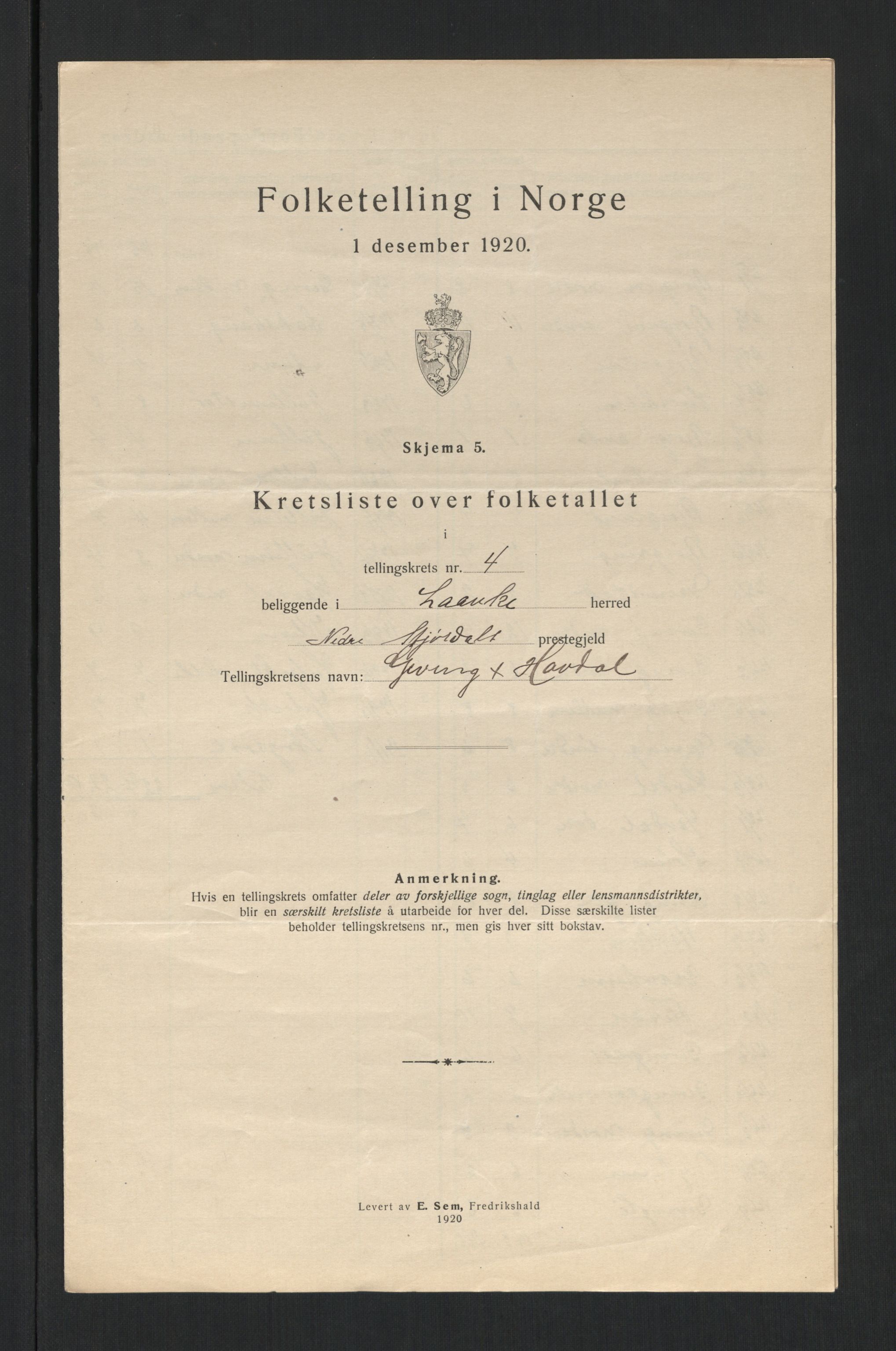 SAT, 1920 census for Lånke, 1920, p. 16