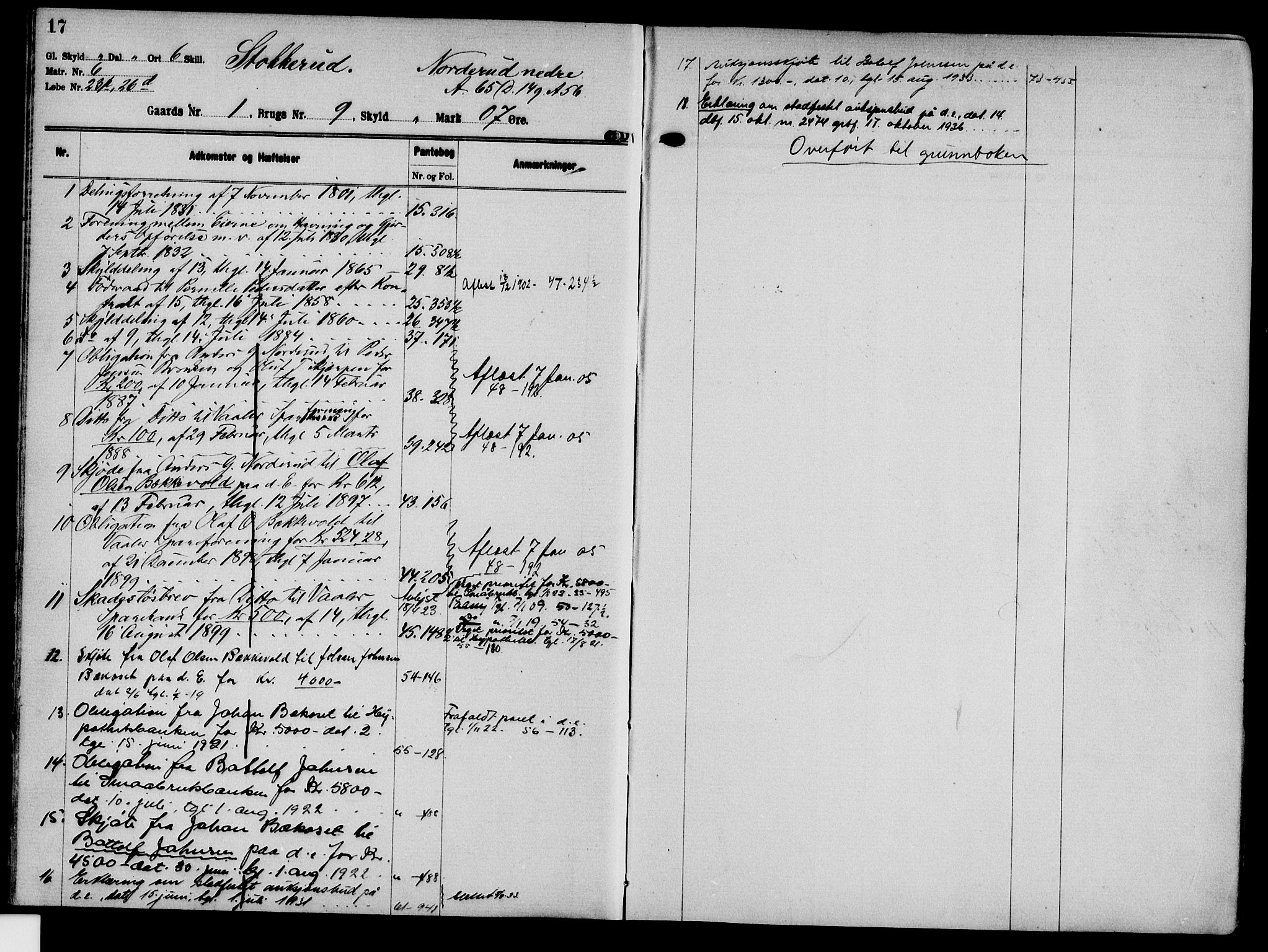 Solør tingrett, AV/SAH-TING-008/H/Ha/Hak/L0001: Mortgage register no. I, 1900-1935, p. 17