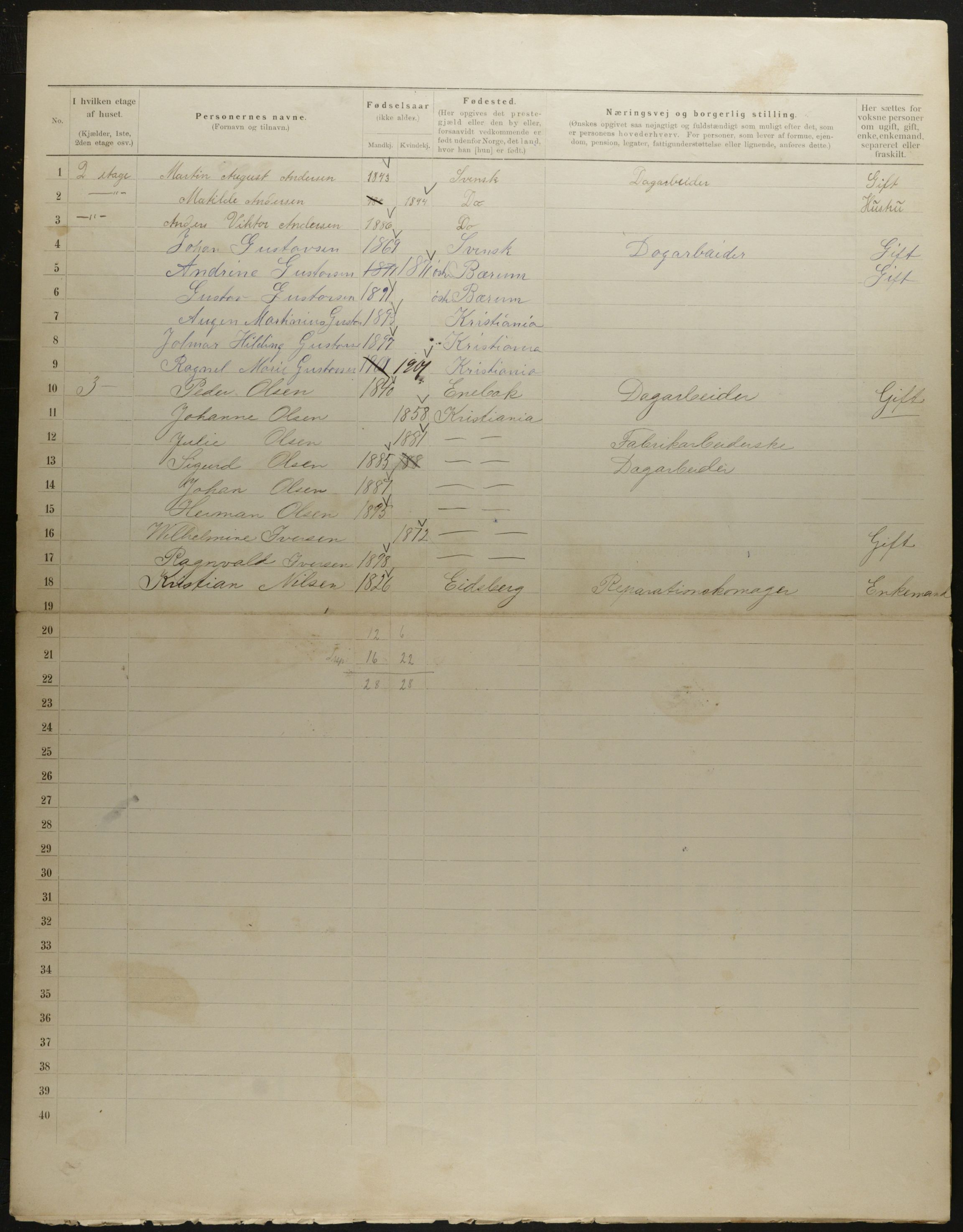 OBA, Municipal Census 1901 for Kristiania, 1901, p. 8830