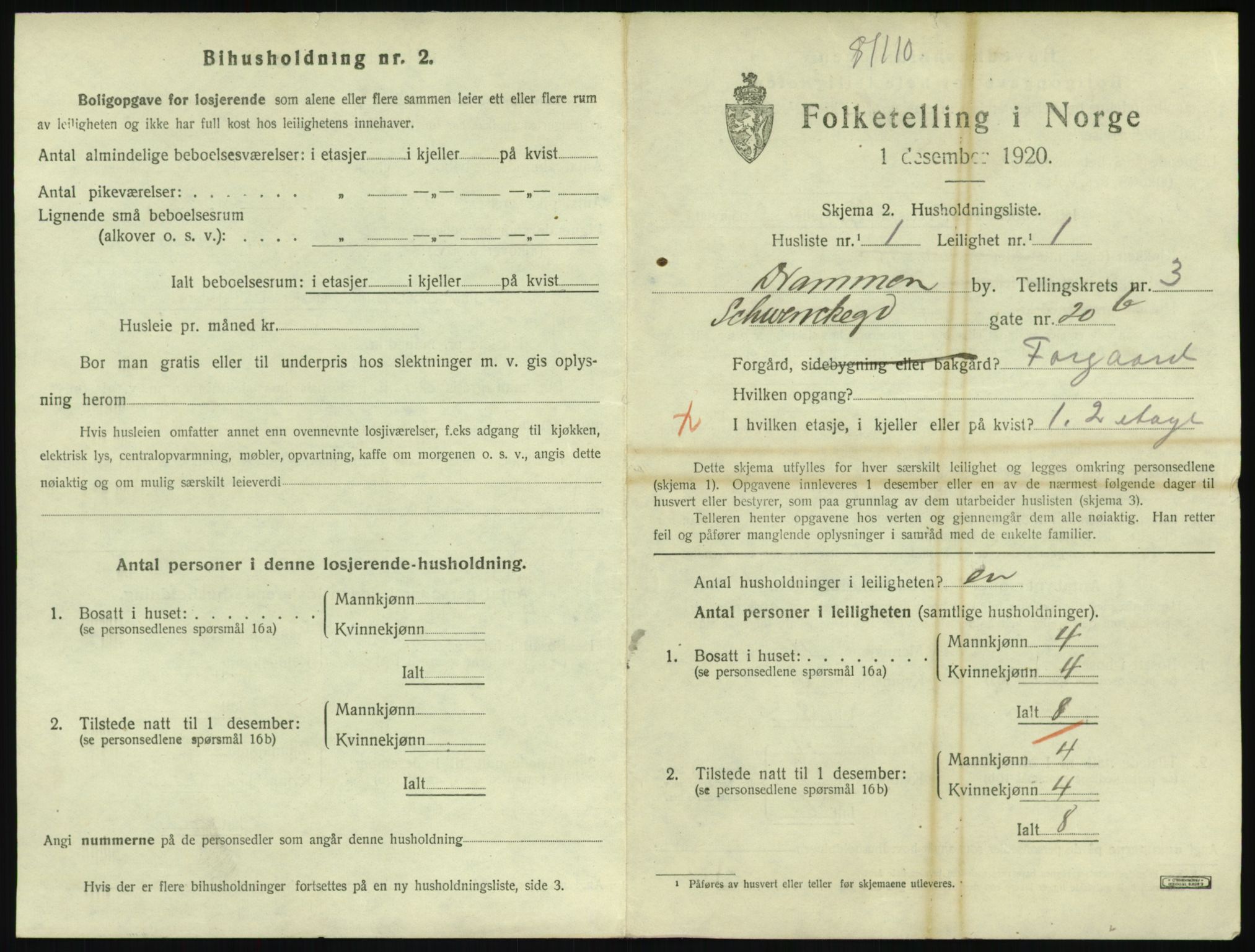 SAKO, 1920 census for Drammen, 1920, p. 8379
