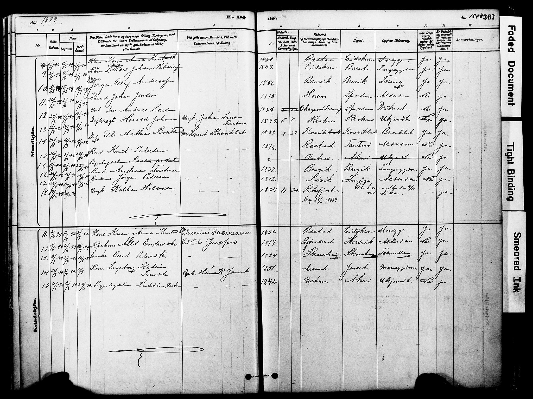 Ministerialprotokoller, klokkerbøker og fødselsregistre - Møre og Romsdal, SAT/A-1454/560/L0721: Parish register (official) no. 560A05, 1878-1917, p. 367