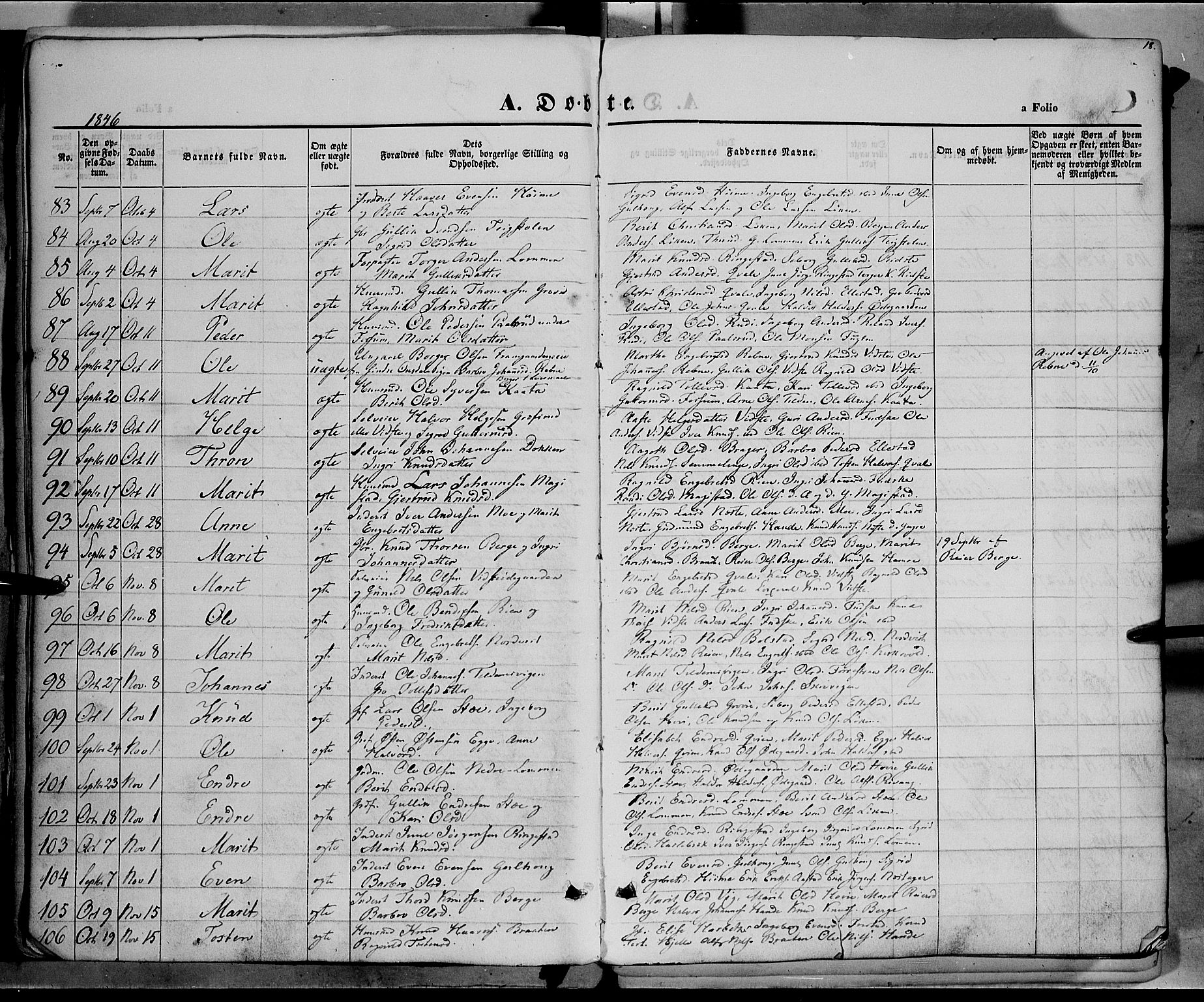 Vestre Slidre prestekontor, AV/SAH-PREST-136/H/Ha/Haa/L0001: Parish register (official) no. 1, 1844-1855, p. 18