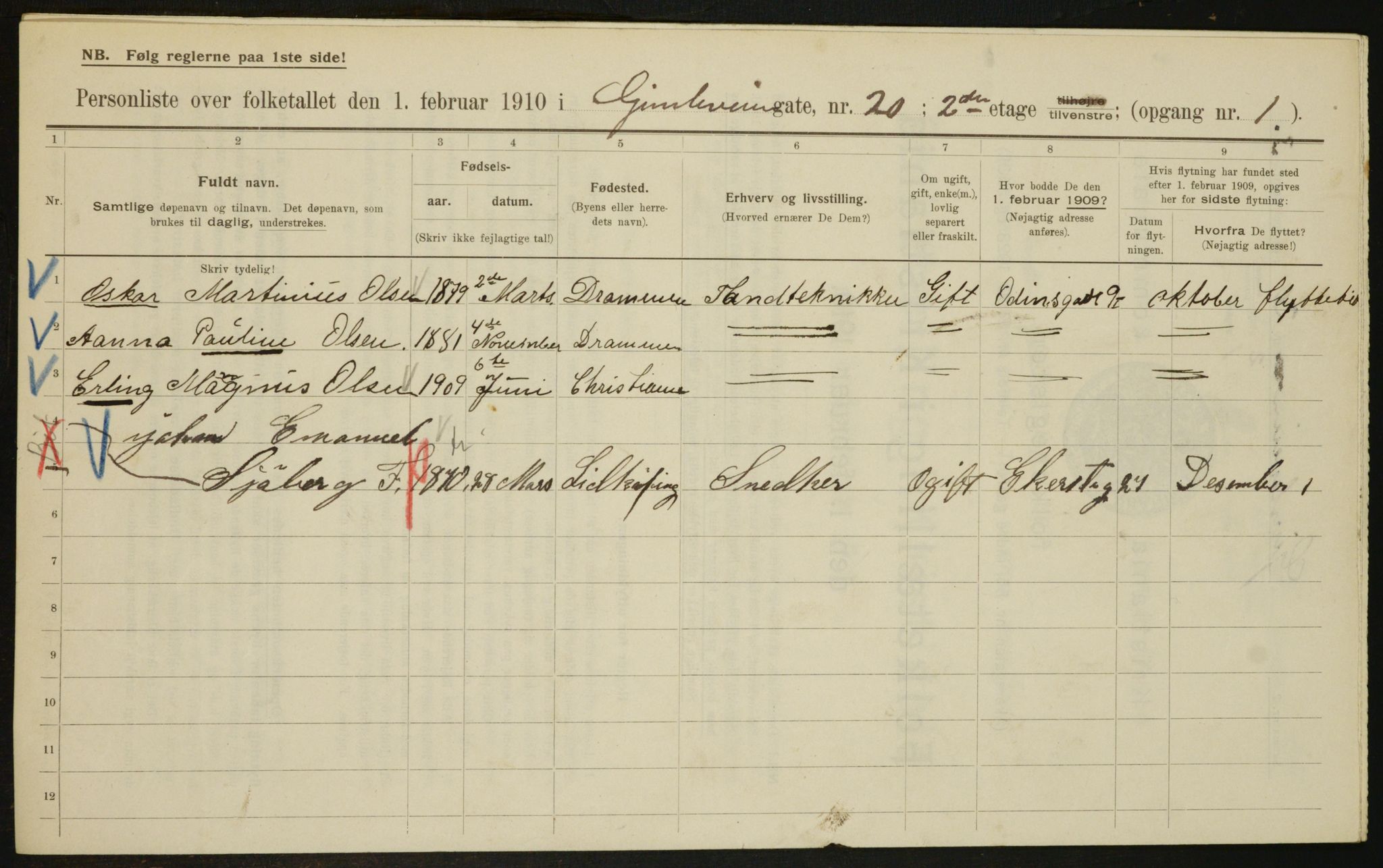 OBA, Municipal Census 1910 for Kristiania, 1910, p. 27749