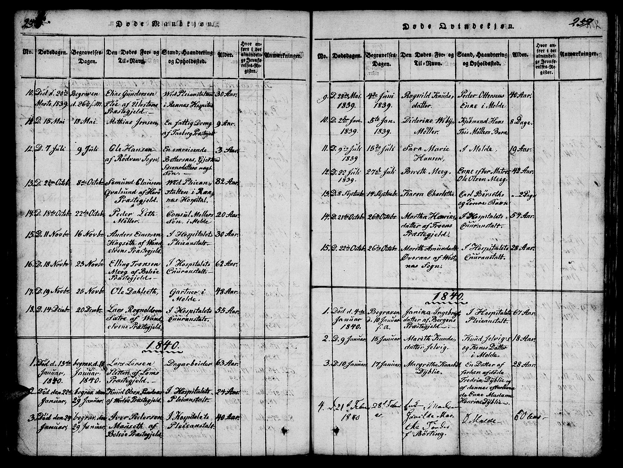 Ministerialprotokoller, klokkerbøker og fødselsregistre - Møre og Romsdal, SAT/A-1454/558/L0688: Parish register (official) no. 558A02, 1818-1843, p. 238-239