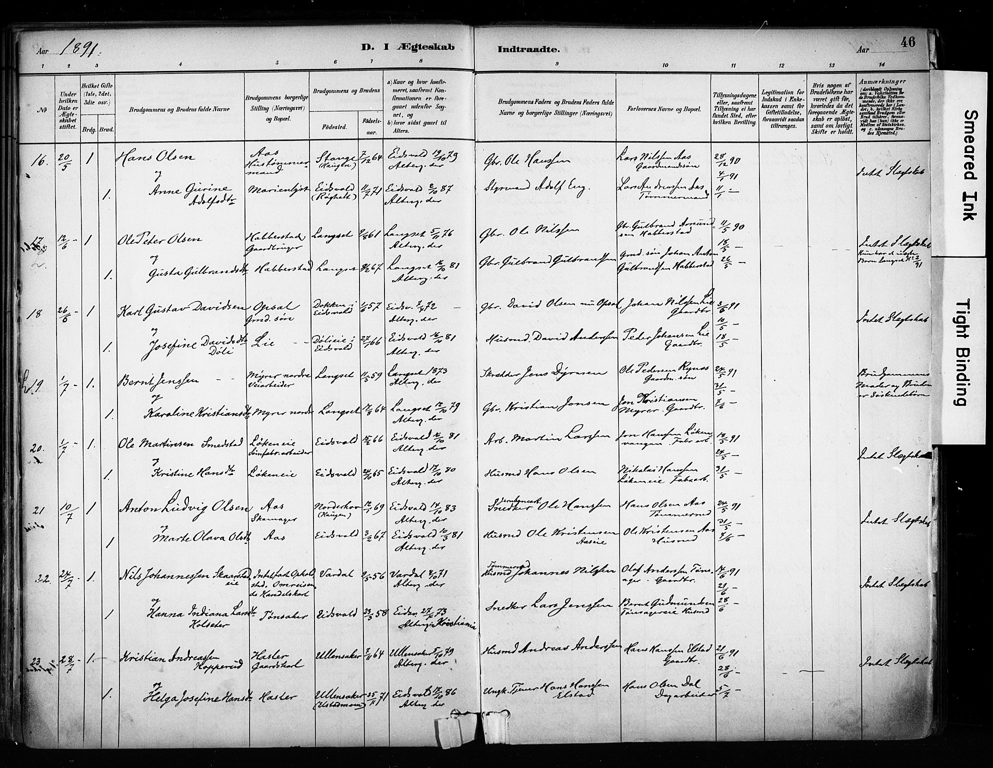 Eidsvoll prestekontor Kirkebøker, SAO/A-10888/F/Fa/L0003: Parish register (official) no. I 3, 1882-1895, p. 46