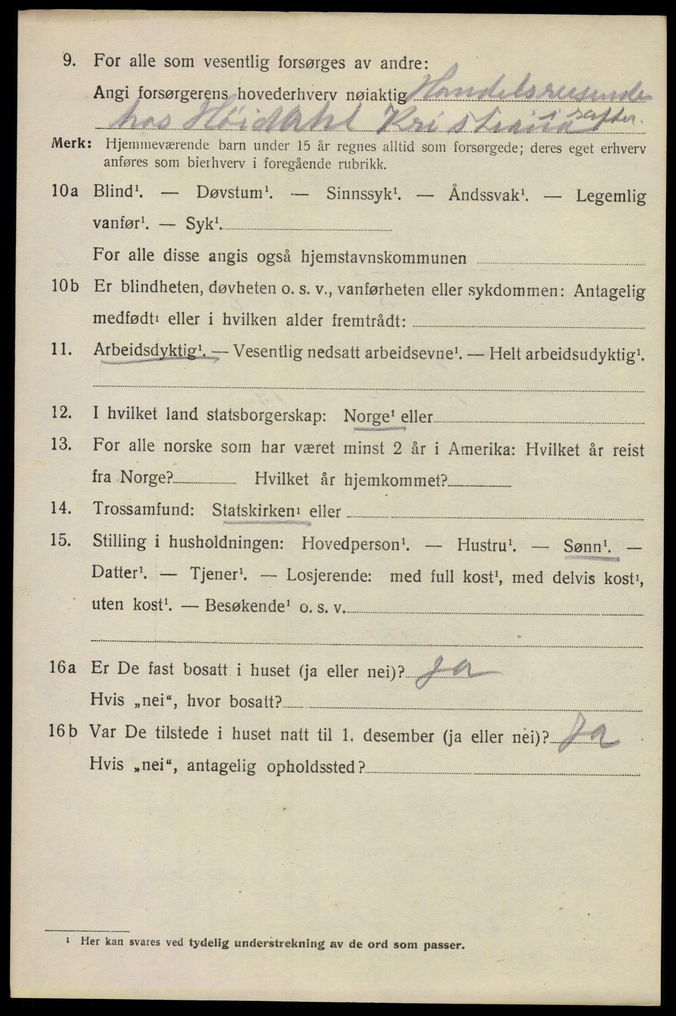 SAO, 1920 census for Glemmen, 1920, p. 9654