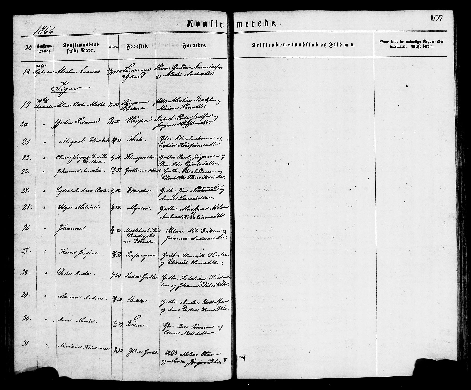 Bremanger sokneprestembete, AV/SAB-A-82201/H/Hab/Haba/L0002: Parish register (copy) no. A 2, 1866-1889, p. 107