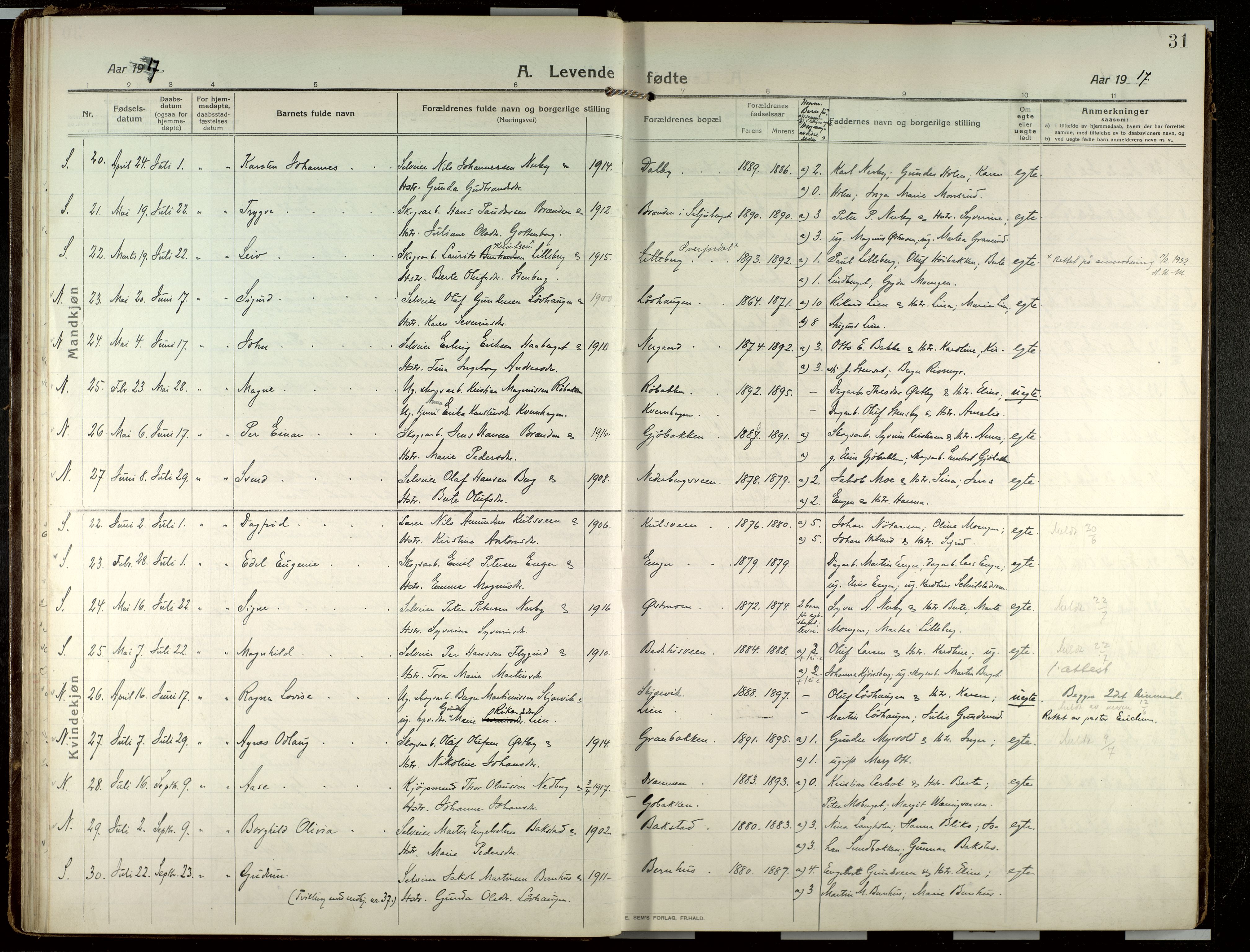 Elverum prestekontor, SAH/PREST-044/H/Ha/Haa/L0022: Parish register (official) no. 22, 1913-1924, p. 31