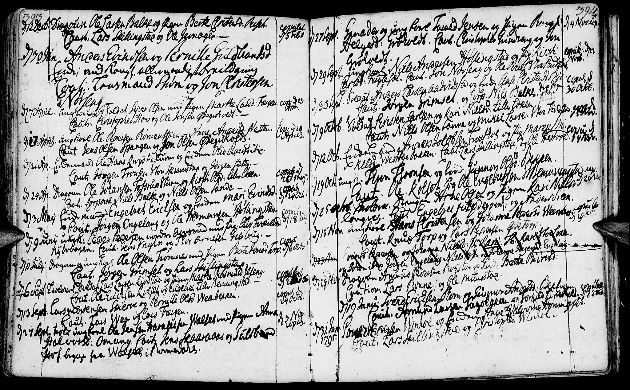 Løten prestekontor, AV/SAH-PREST-022/K/Ka/L0003: Parish register (official) no. 3, 1773-1800, p. 393-394