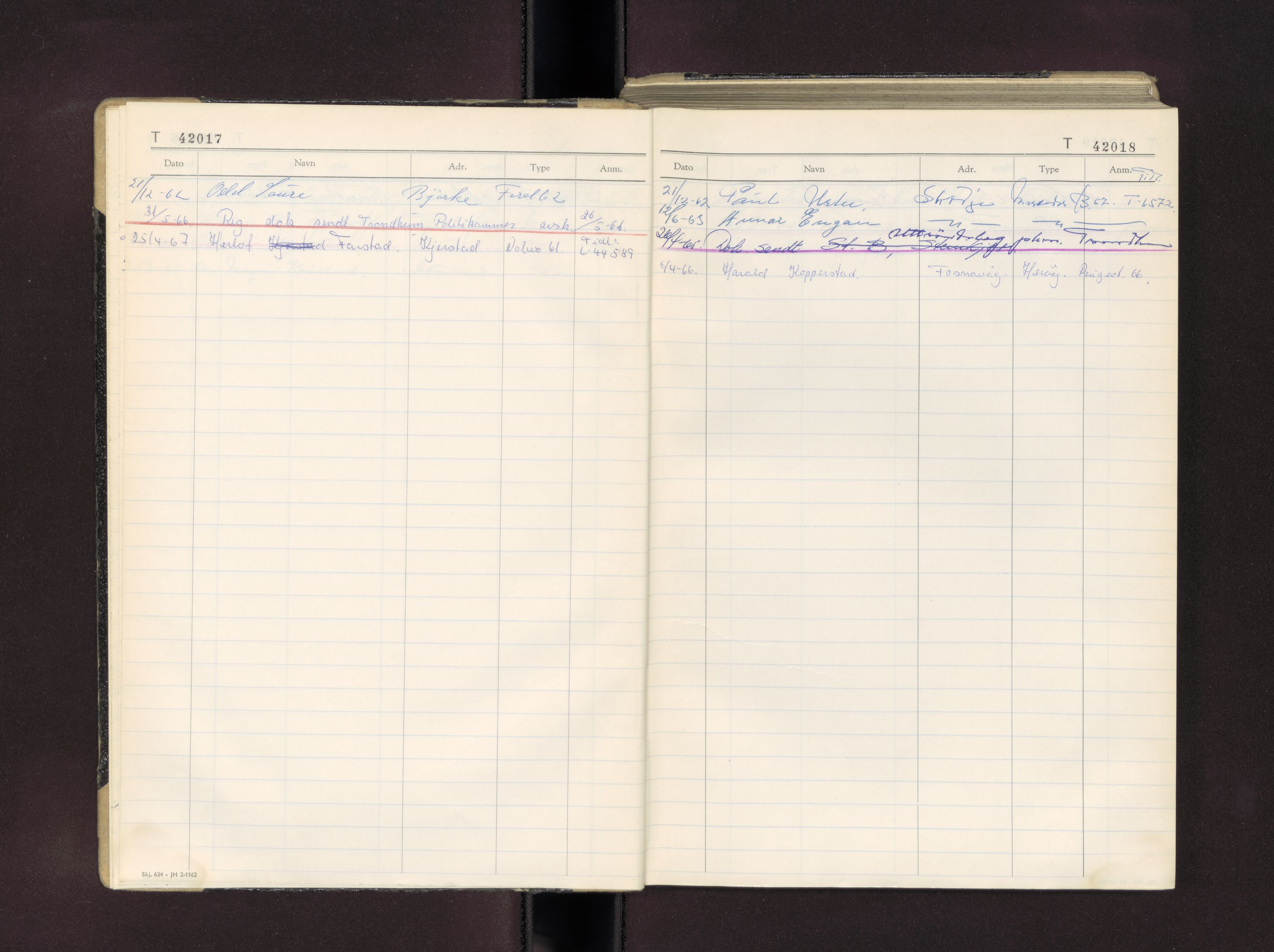 Møre og Romsdal vegkontor - Ålesund trafikkstasjon, AV/SAT-A-4099/F/Fc/L0037: Bilregister; T 42000 - T 42499, 1960-1970
