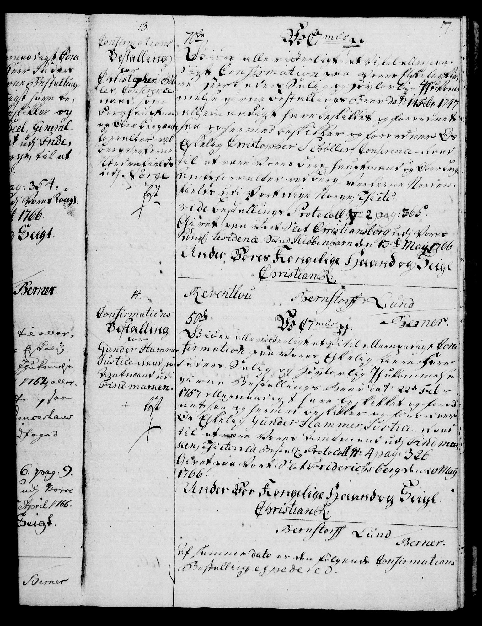 Rentekammeret, Kammerkanselliet, AV/RA-EA-3111/G/Gg/Ggg/L0003: Norsk konfirmasjonsbestallingsprotokoll med register (merket RK 53.33), 1766-1772, p. 7