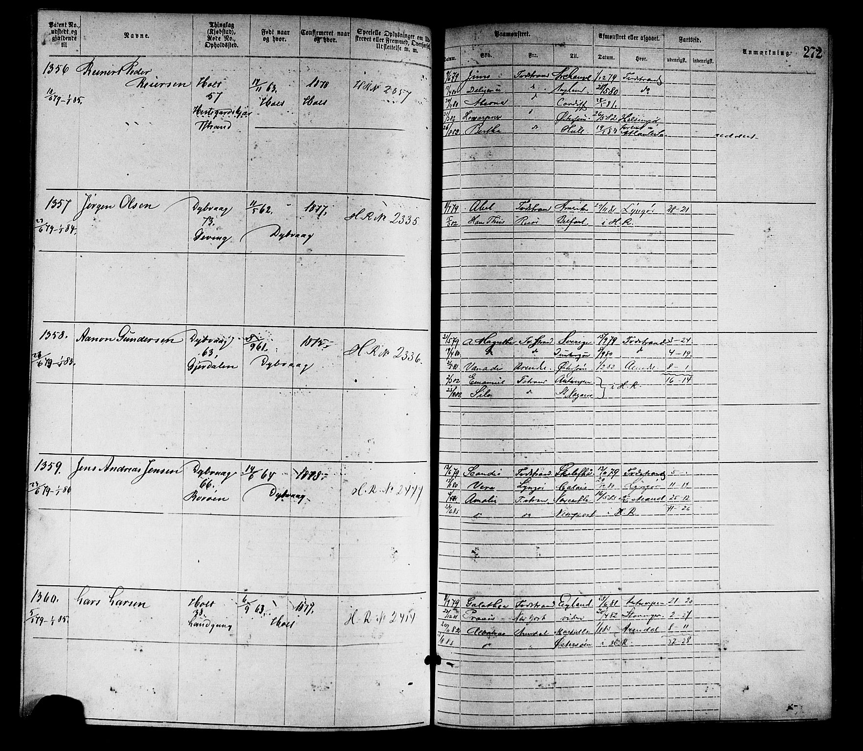 Tvedestrand mønstringskrets, SAK/2031-0011/F/Fa/L0001: Annotasjonsrulle nr 1-1905 med register, R-1, 1866-1886, p. 297