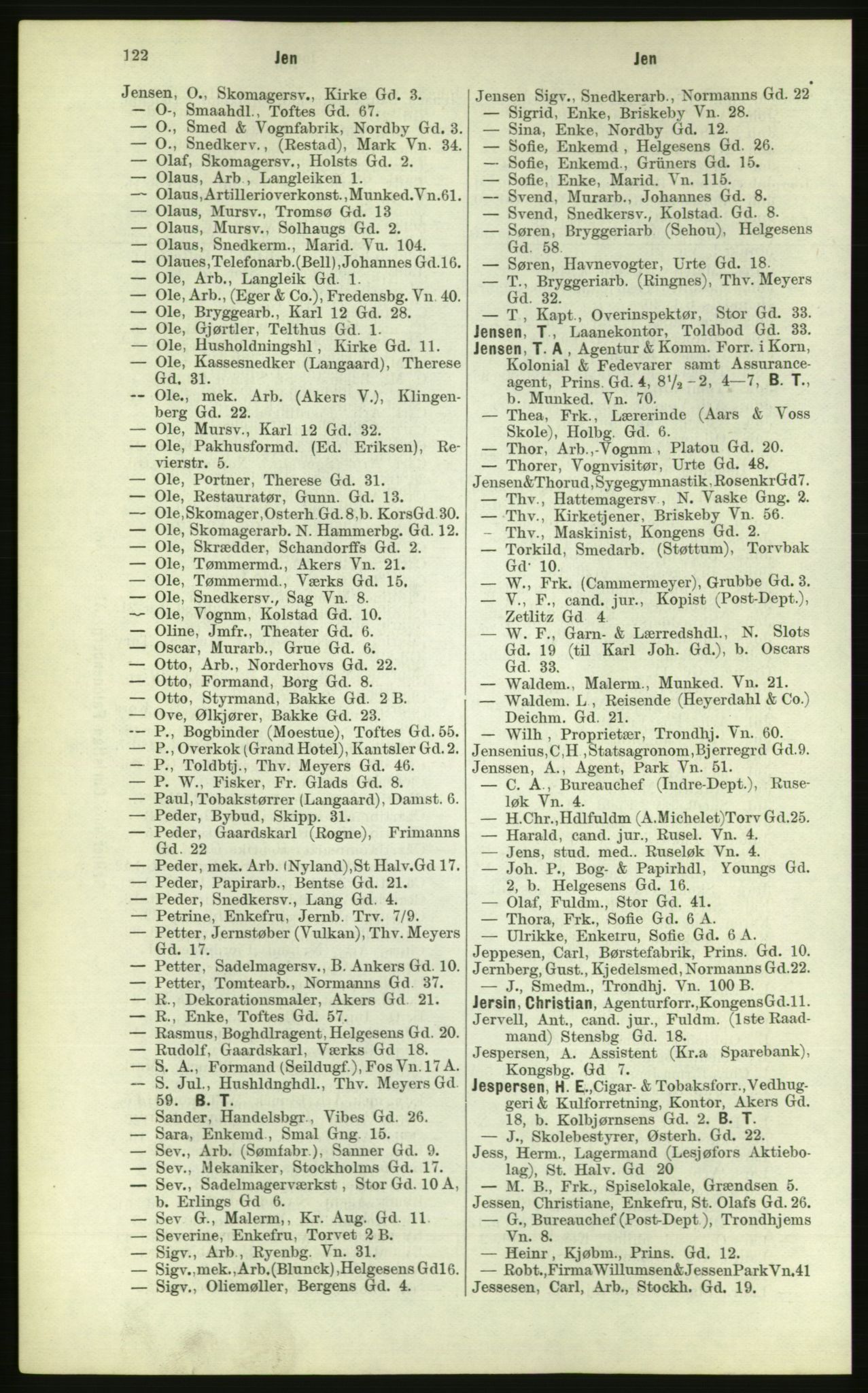 Kristiania/Oslo adressebok, PUBL/-, 1884, p. 122