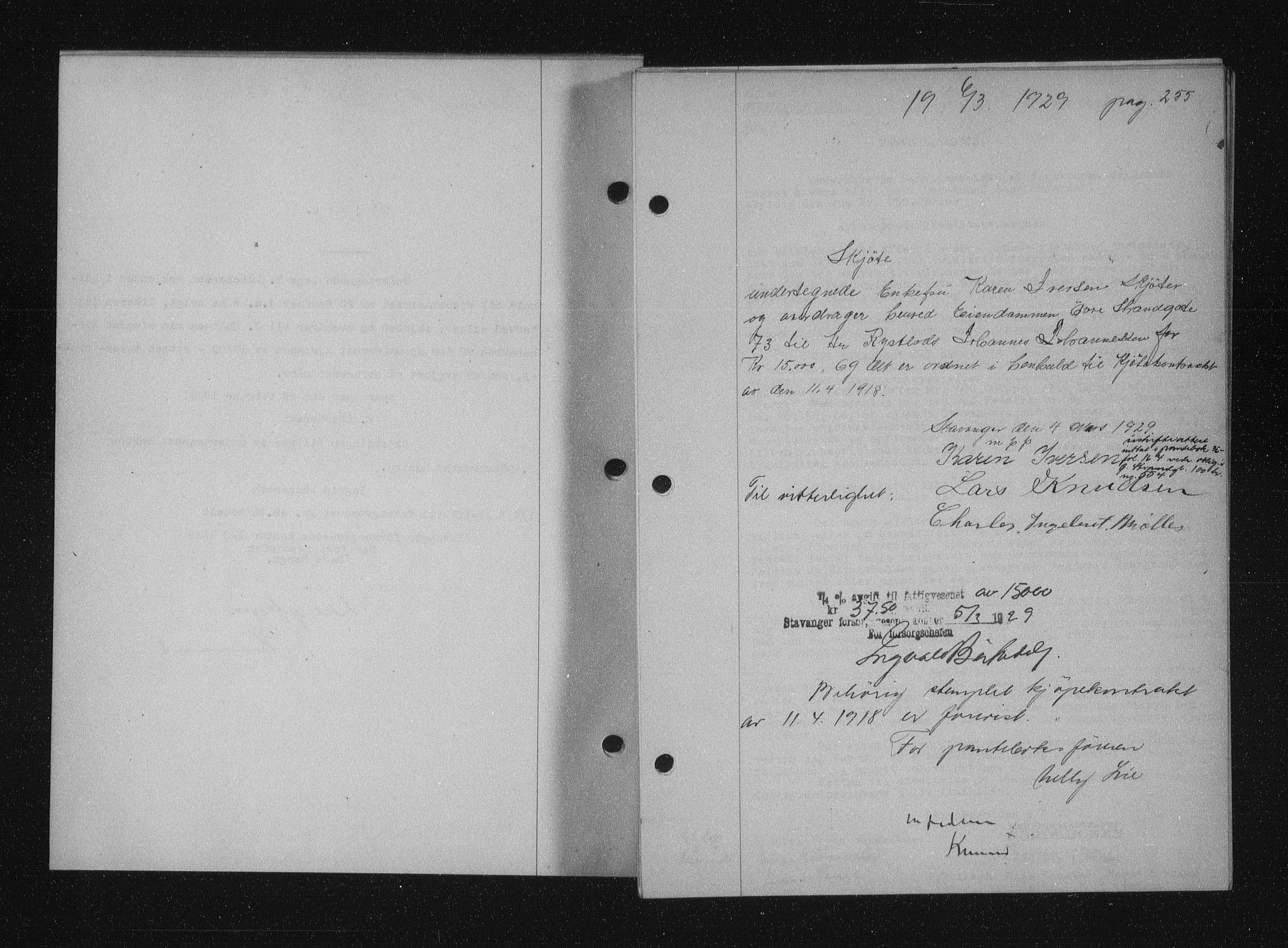 Stavanger byfogd, AV/SAST-A-101408/001/4/41/410/410BB/L0055: Mortgage book no. 43, 1928-1929, Deed date: 06.03.1929