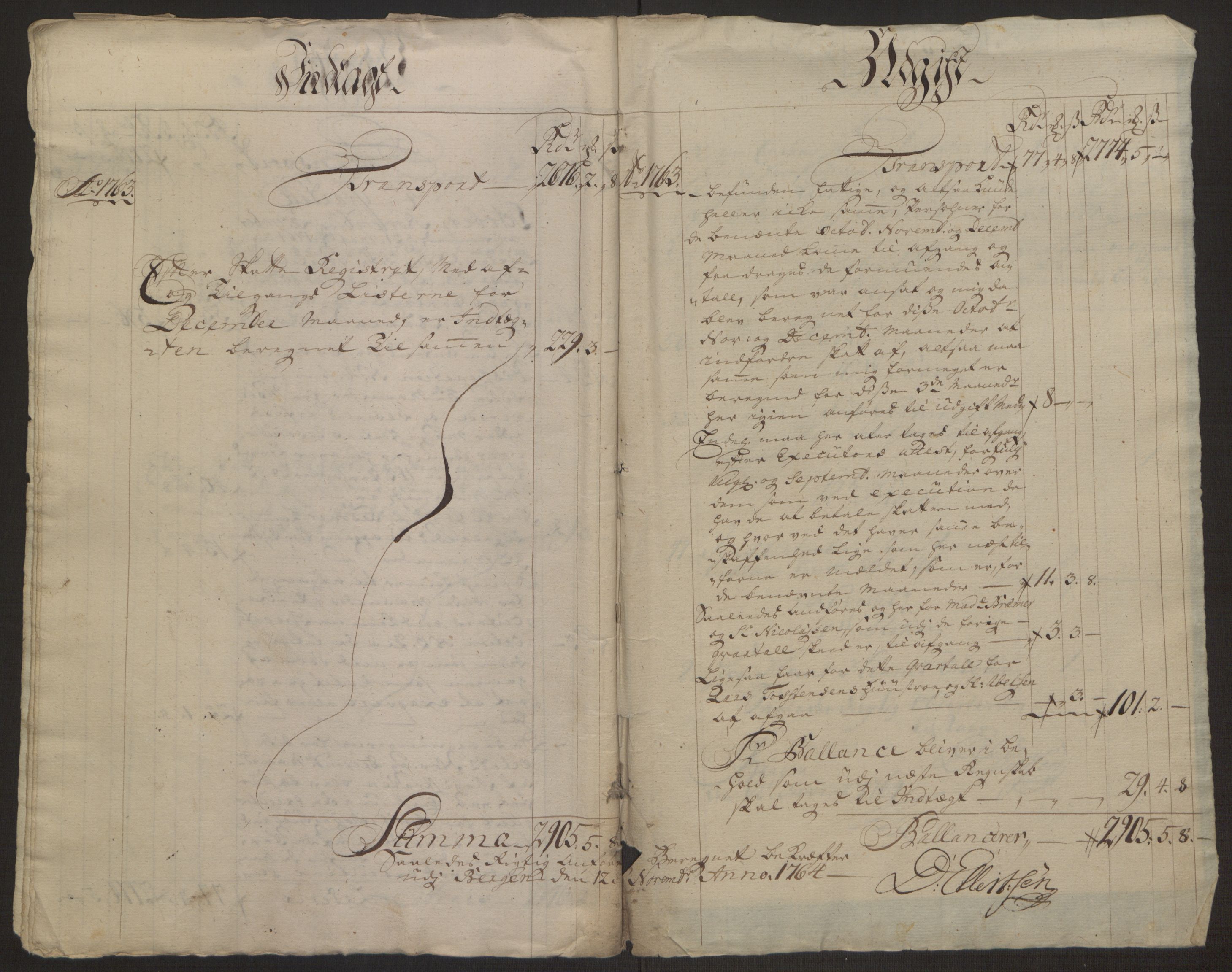 Rentekammeret inntil 1814, Reviderte regnskaper, Byregnskaper, AV/RA-EA-4066/R/Rp/L0366/0001: [P20] Kontribusjonsregnskap / Ekstraskatt, 1763, p. 276