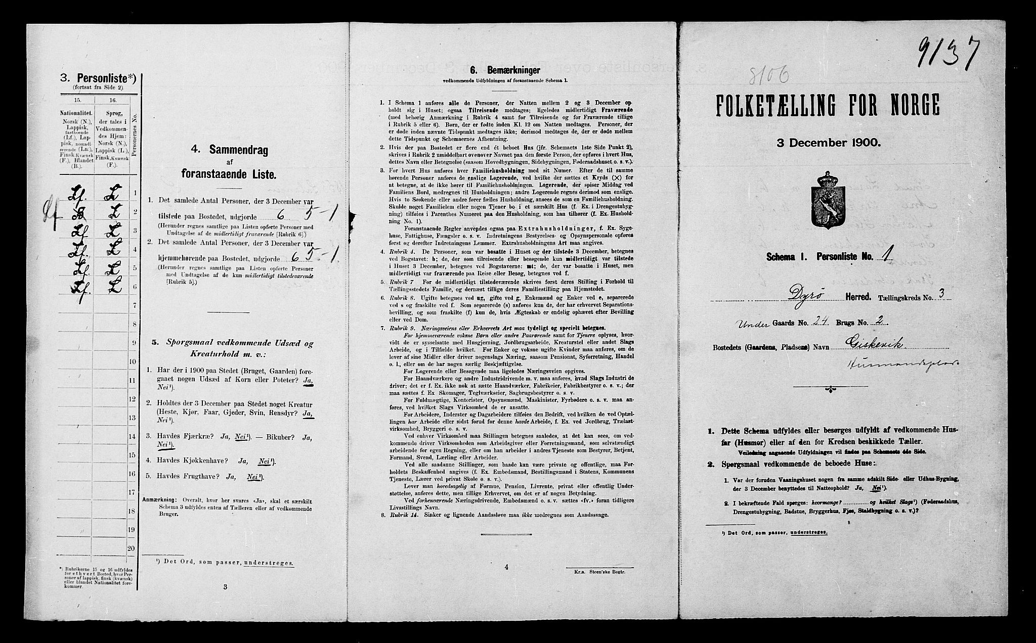 SATØ, 1900 census for Dyrøy, 1900, p. 28