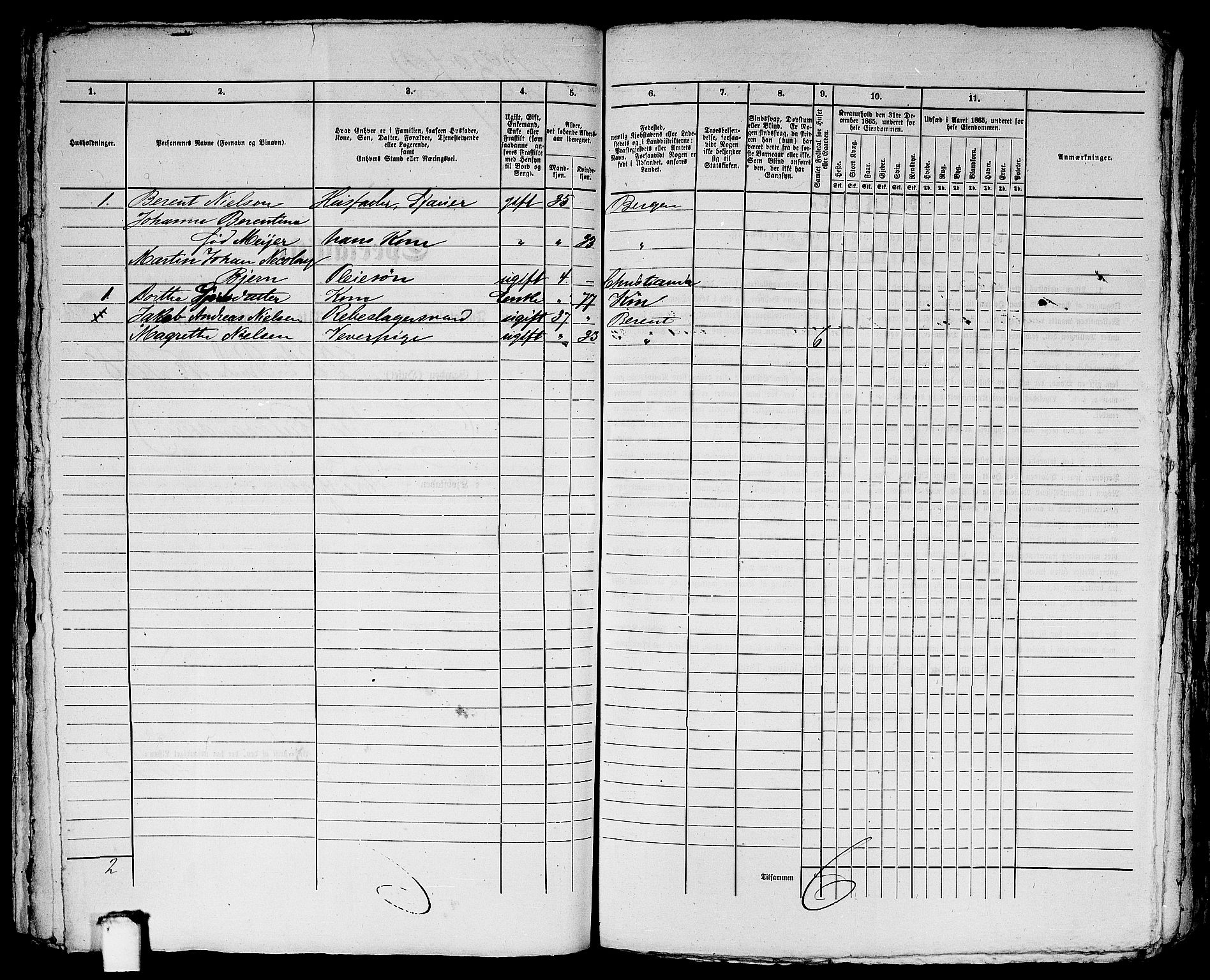 RA, 1865 census for Bergen, 1865, p. 4848