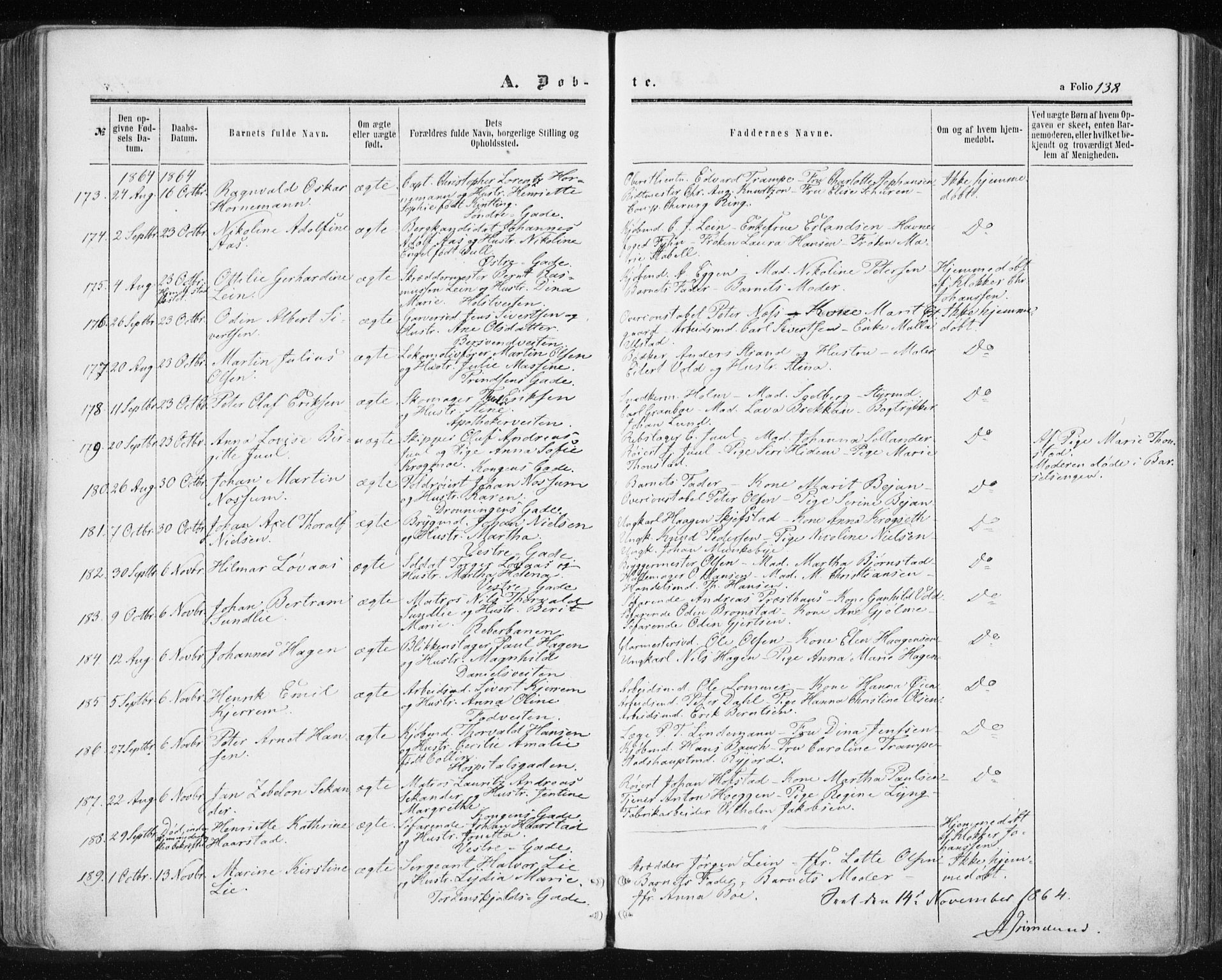 Ministerialprotokoller, klokkerbøker og fødselsregistre - Sør-Trøndelag, SAT/A-1456/601/L0053: Parish register (official) no. 601A21, 1857-1865, p. 138