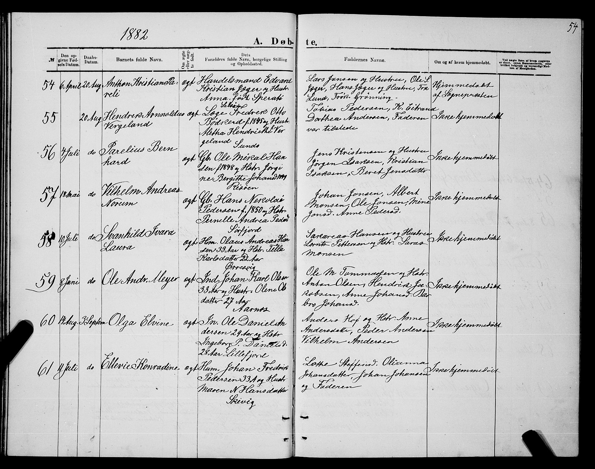 Ministerialprotokoller, klokkerbøker og fødselsregistre - Nordland, SAT/A-1459/841/L0620: Parish register (copy) no. 841C04, 1877-1896, p. 54