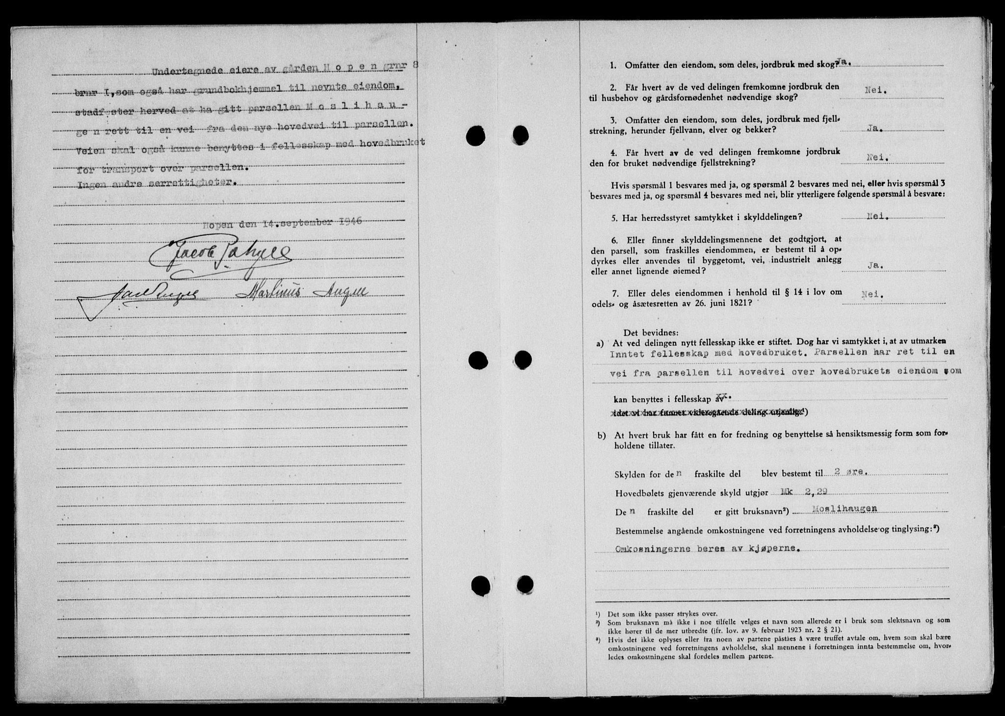 Lofoten sorenskriveri, SAT/A-0017/1/2/2C/L0014a: Mortgage book no. 14a, 1946-1946, Diary no: : 1301/1946
