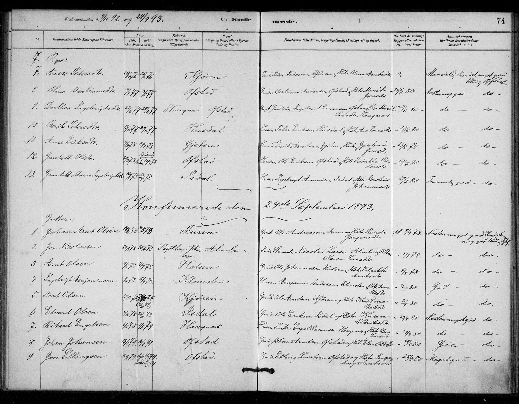 Ministerialprotokoller, klokkerbøker og fødselsregistre - Sør-Trøndelag, SAT/A-1456/670/L0836: Parish register (official) no. 670A01, 1879-1904, p. 74