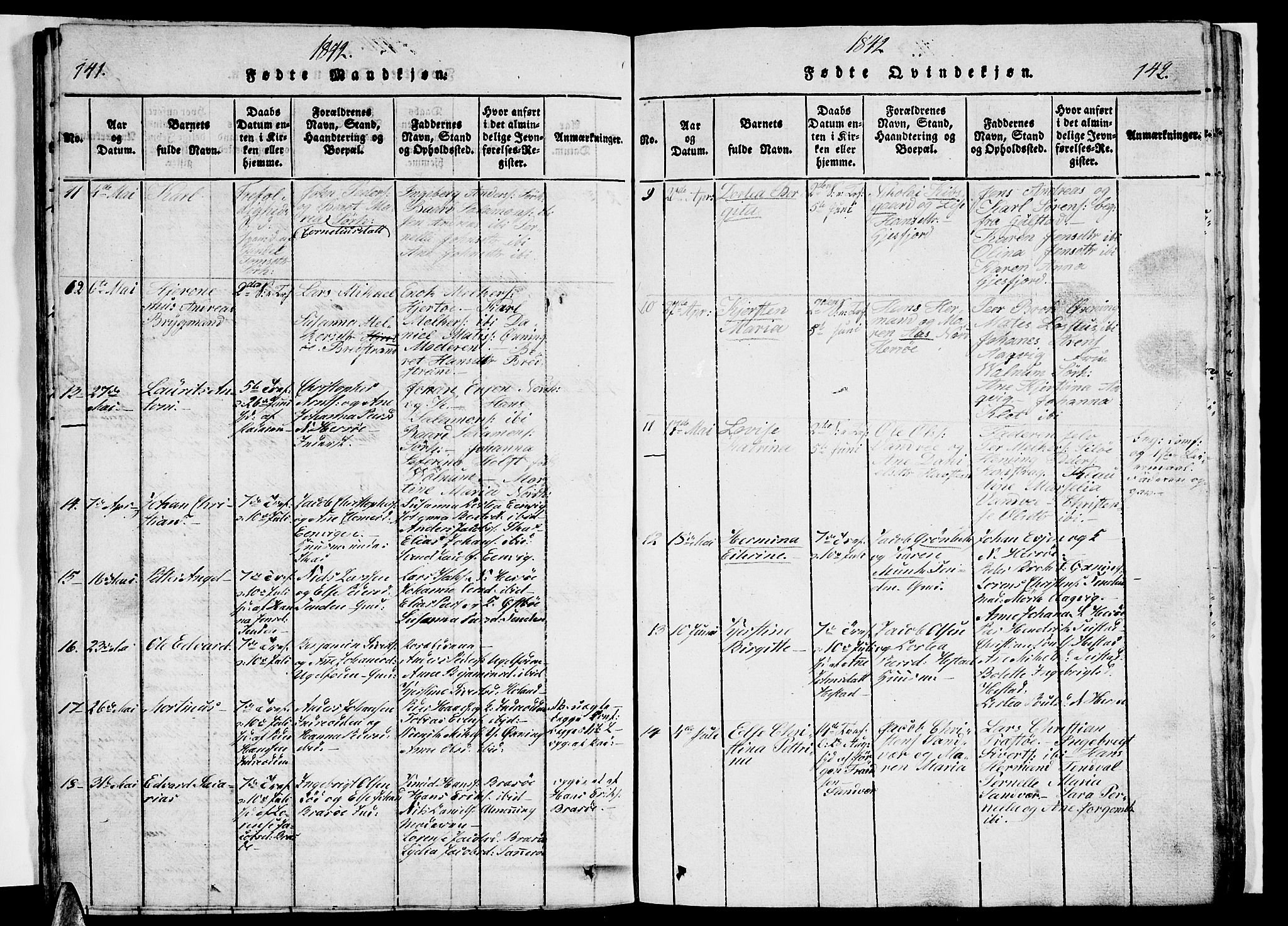 Ministerialprotokoller, klokkerbøker og fødselsregistre - Nordland, AV/SAT-A-1459/834/L0510: Parish register (copy) no. 834C01, 1820-1847, p. 141-142