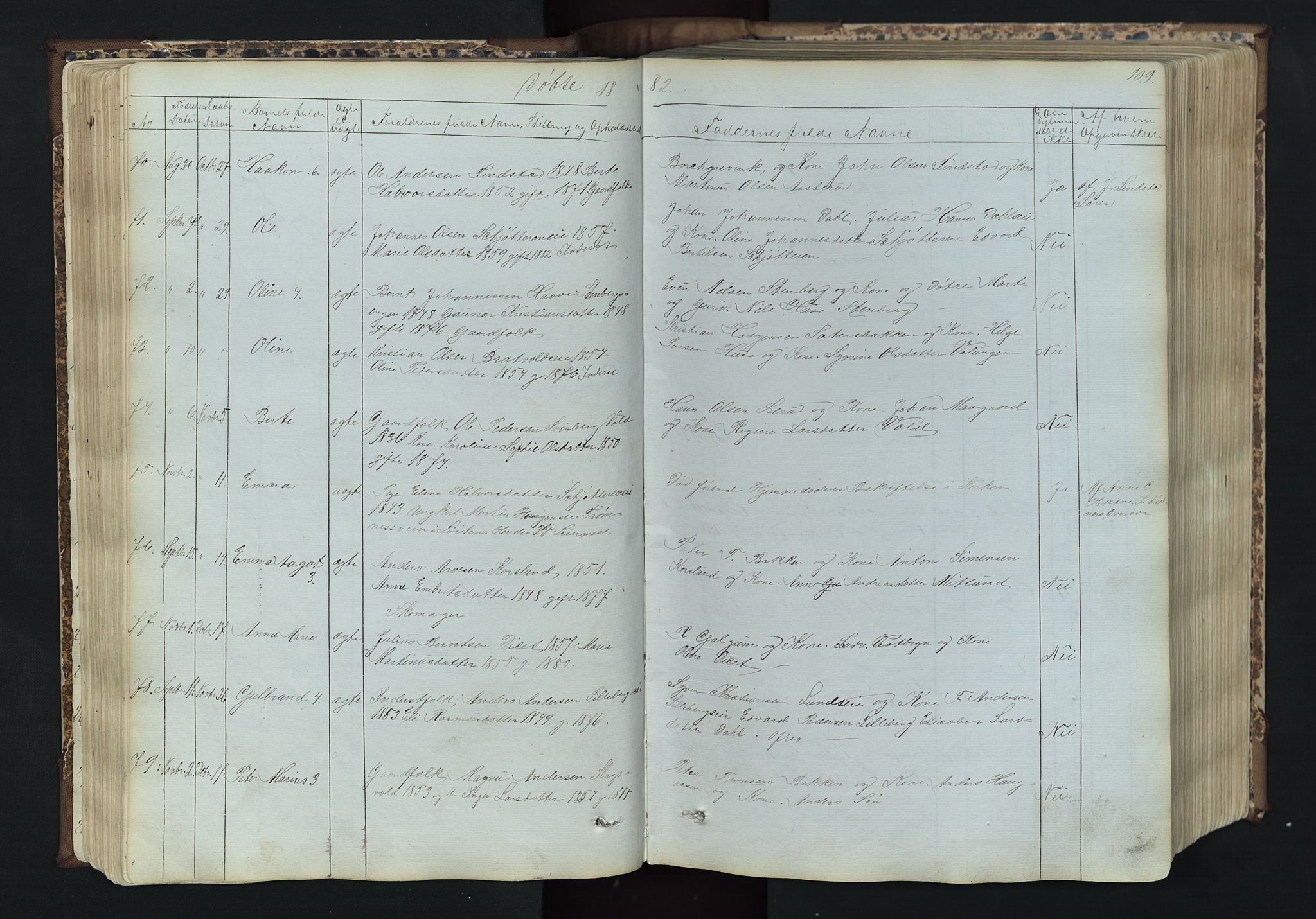Romedal prestekontor, SAH/PREST-004/L/L0011: Parish register (copy) no. 11, 1867-1895, p. 109