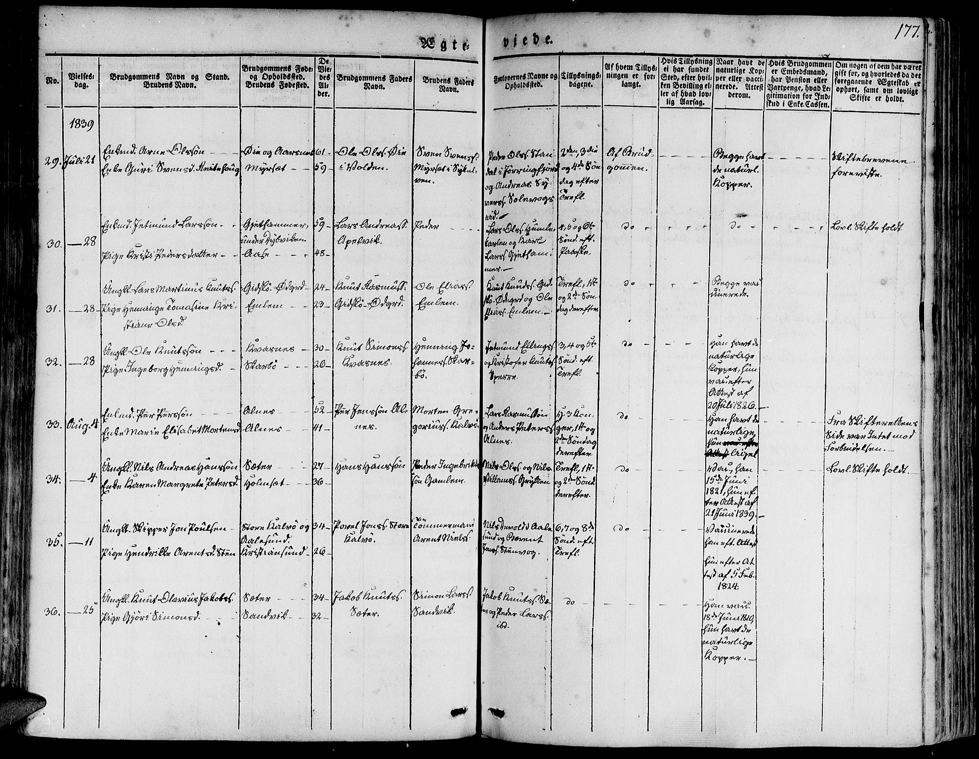 Ministerialprotokoller, klokkerbøker og fødselsregistre - Møre og Romsdal, AV/SAT-A-1454/528/L0395: Parish register (official) no. 528A06, 1828-1839, p. 177