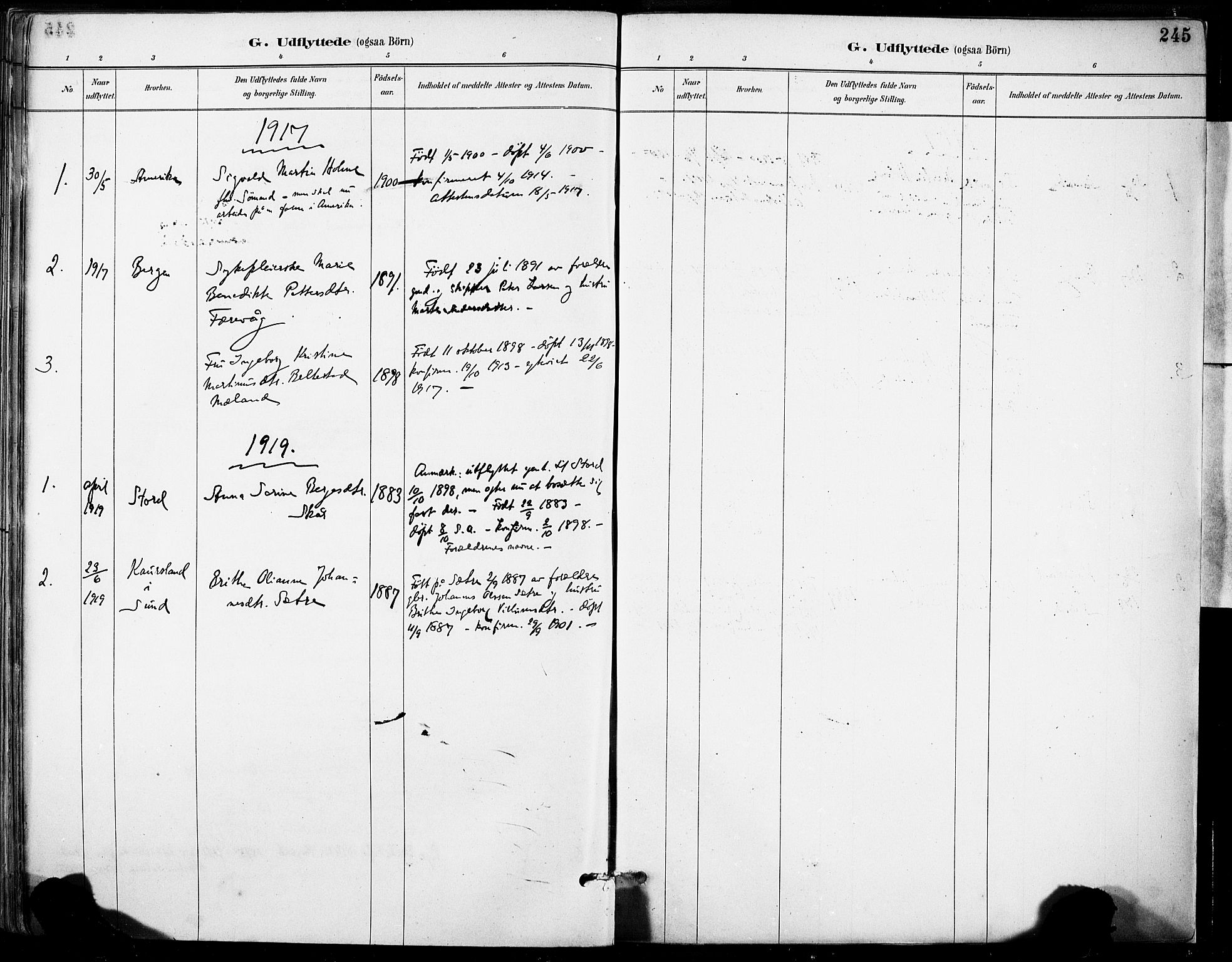 Tysnes sokneprestembete, SAB/A-78601/H/Haa: Parish register (official) no. D 1, 1887-1904, p. 245