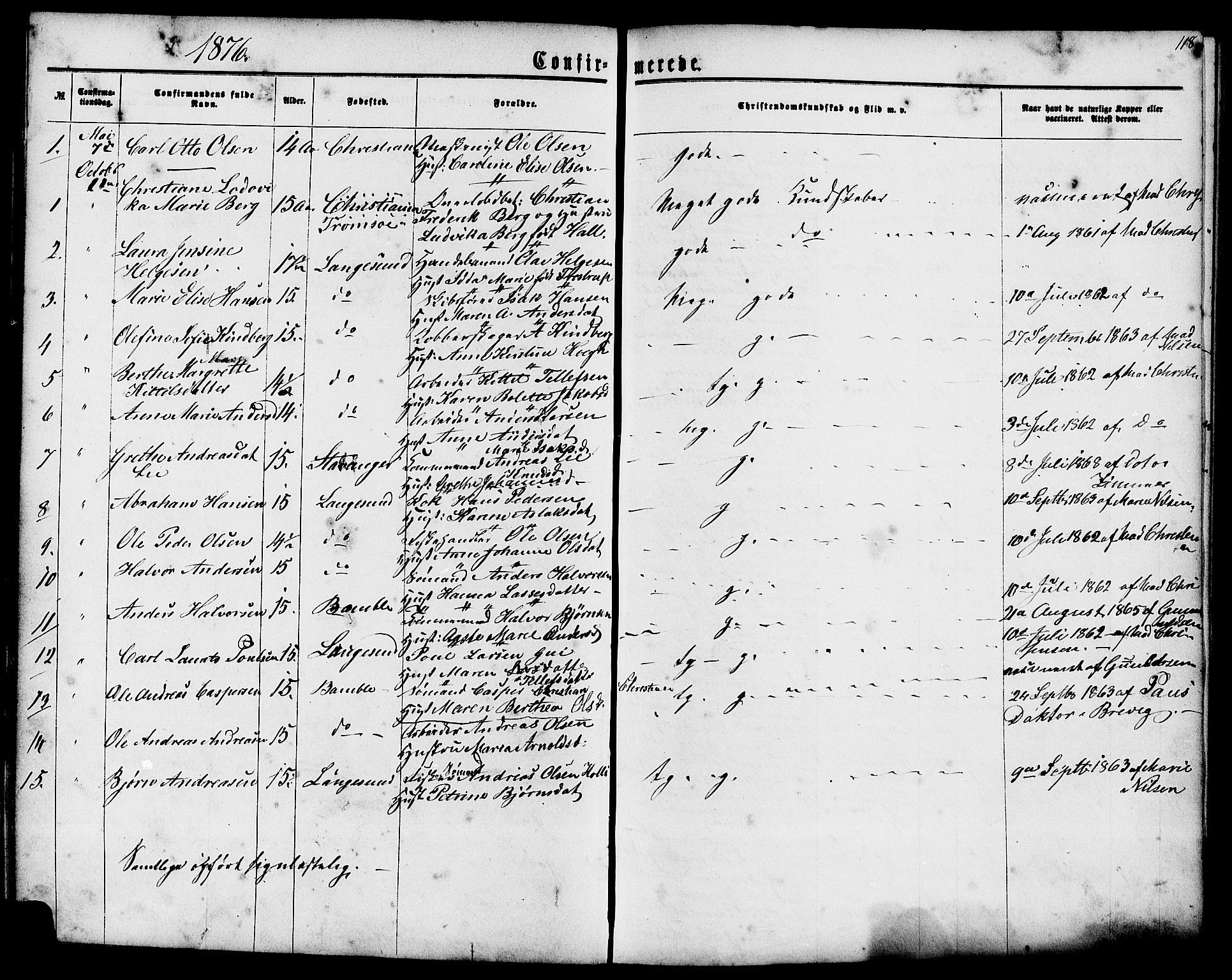 Langesund kirkebøker, AV/SAKO-A-280/G/Ga/L0004: Parish register (copy) no. 4, 1859-1884, p. 118