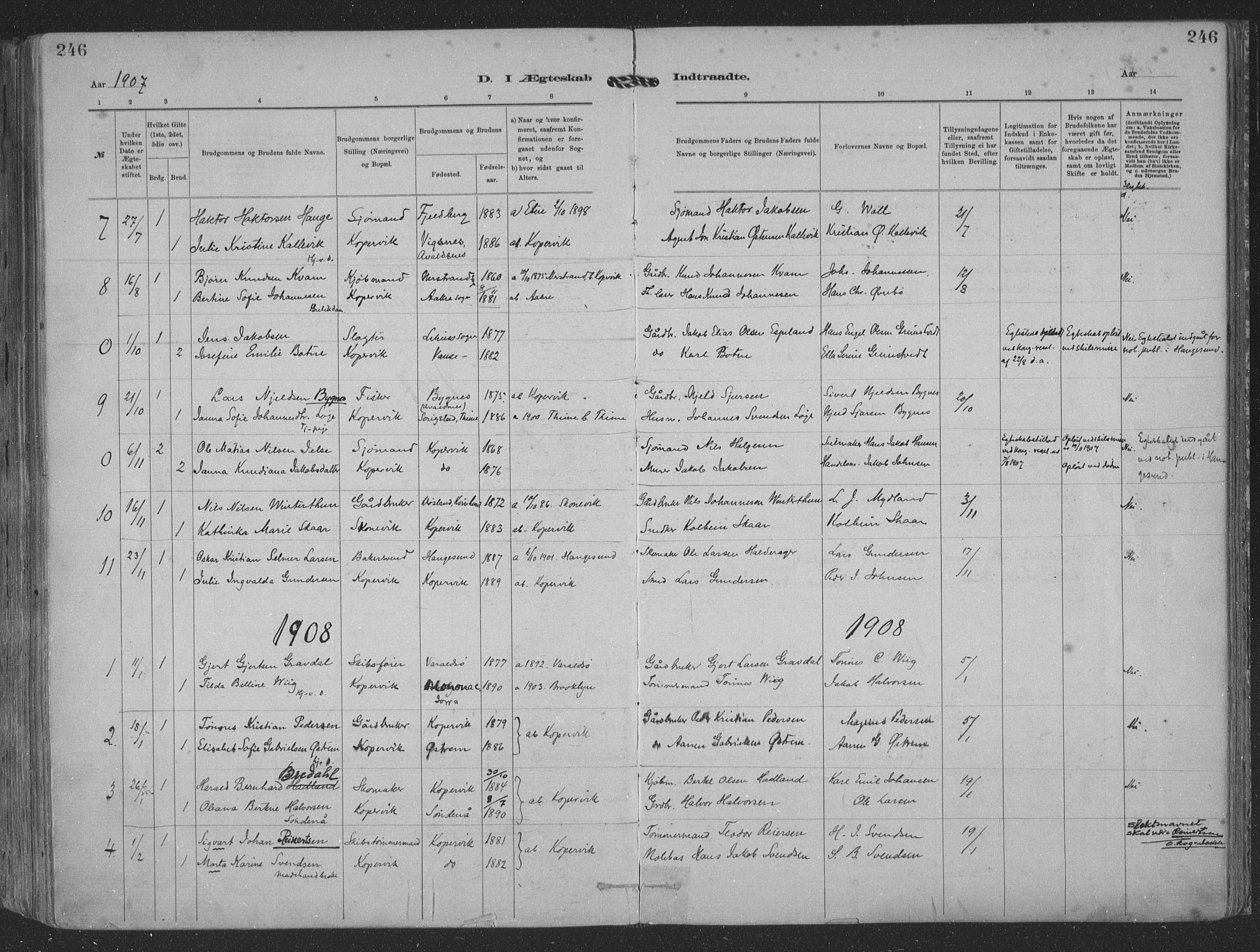Kopervik sokneprestkontor, SAST/A-101850/H/Ha/Haa/L0001: Parish register (official) no. A 1, 1880-1919, p. 246
