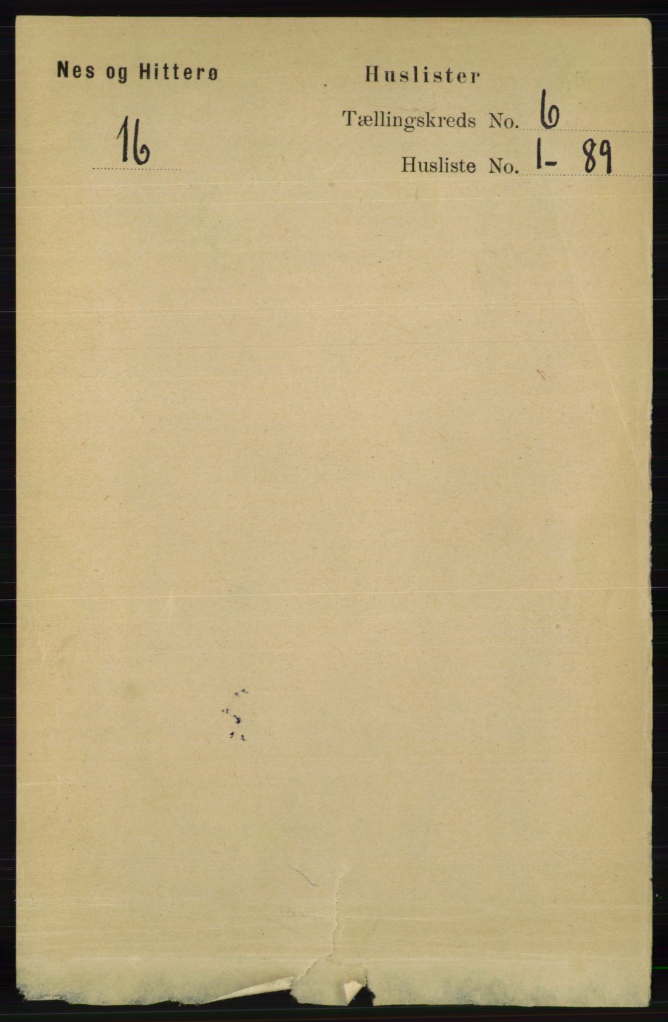 RA, 1891 census for 1043 Hidra og Nes, 1891, p. 2154